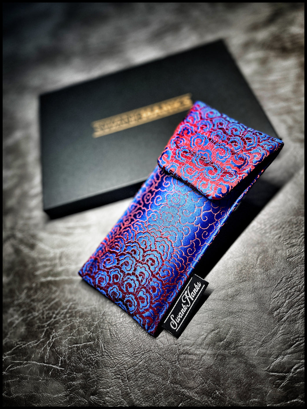 Blue/Red Oriental Wave Pouch