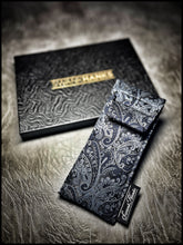 Gunmetal Blue Silk Paisley 1-Off Pouch (silver silk lining)