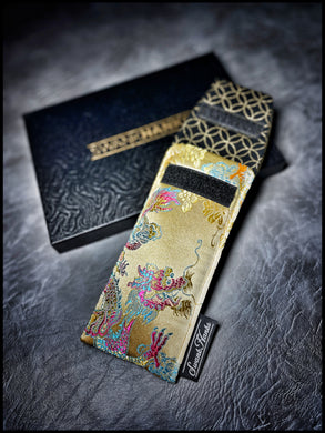 Banana/Pink Dragon Silk Brocade Pouch