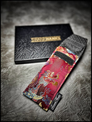 Burgundy/red/blue Dragon Silk Brocade Pouch
