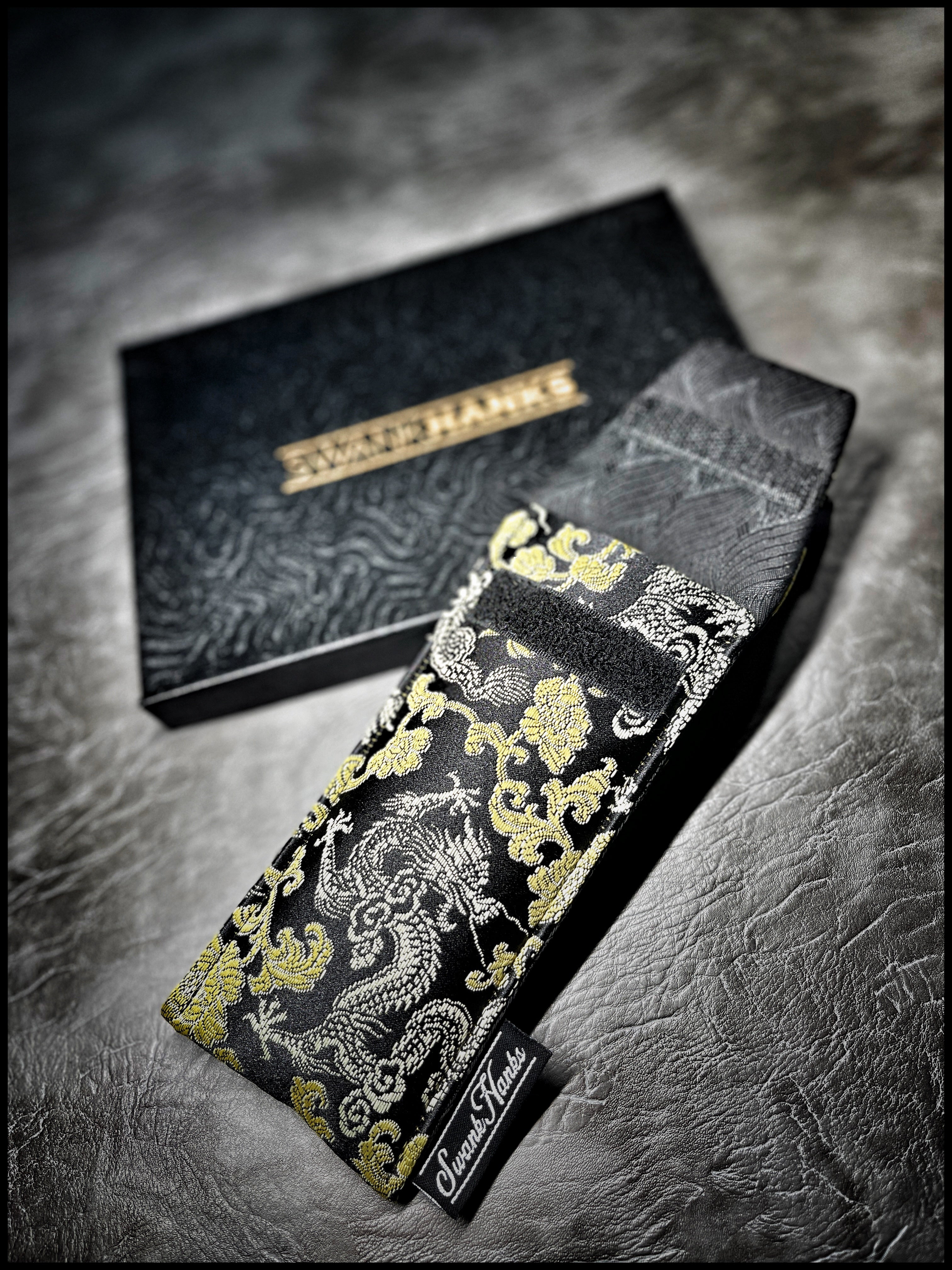 Gold/Black Basketweave Silk Pouch