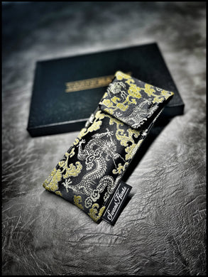 Gold/Black Basketweave Silk Pouch