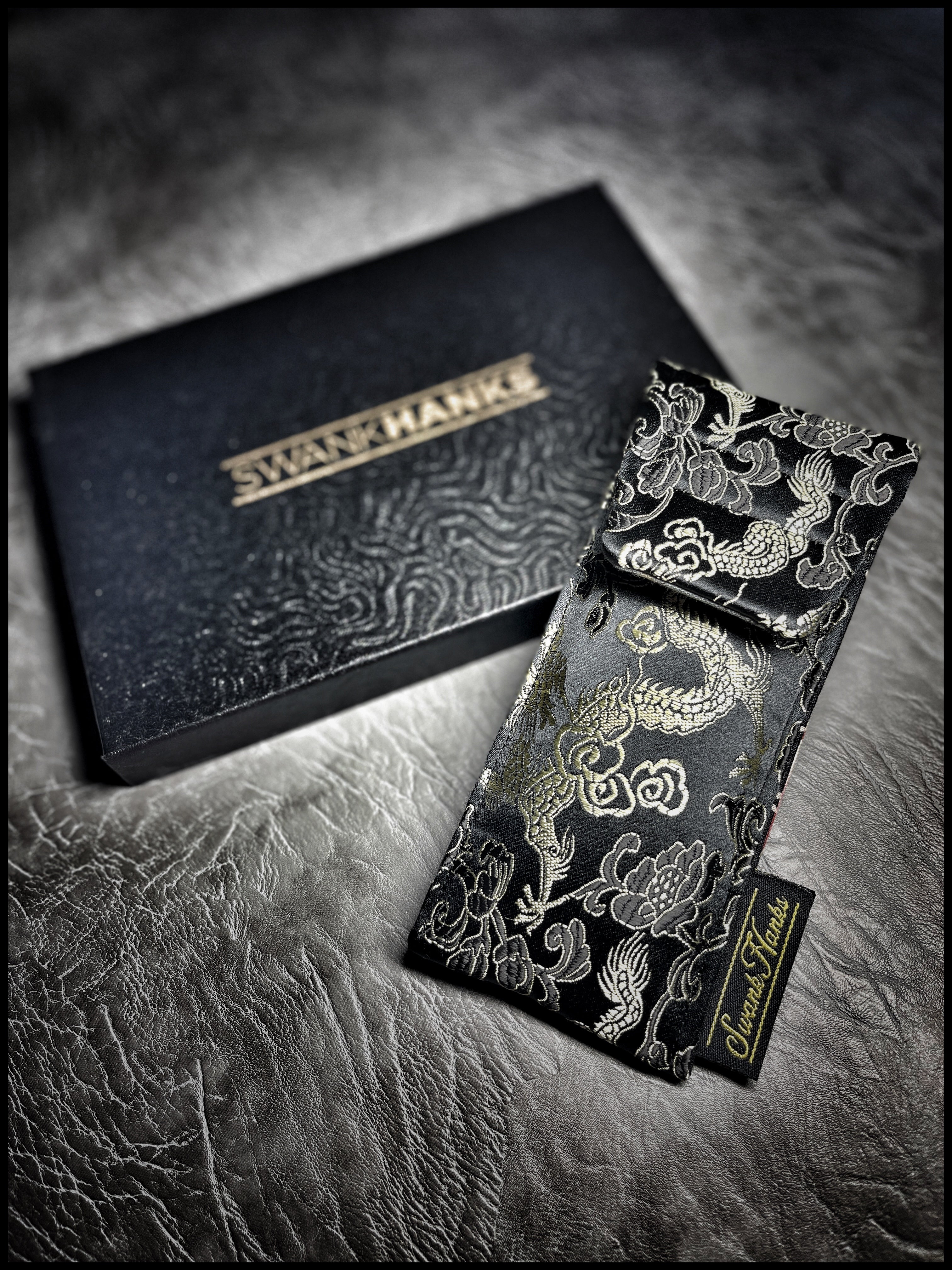 1-OFF Black/Gold Dragon Silk Pouch