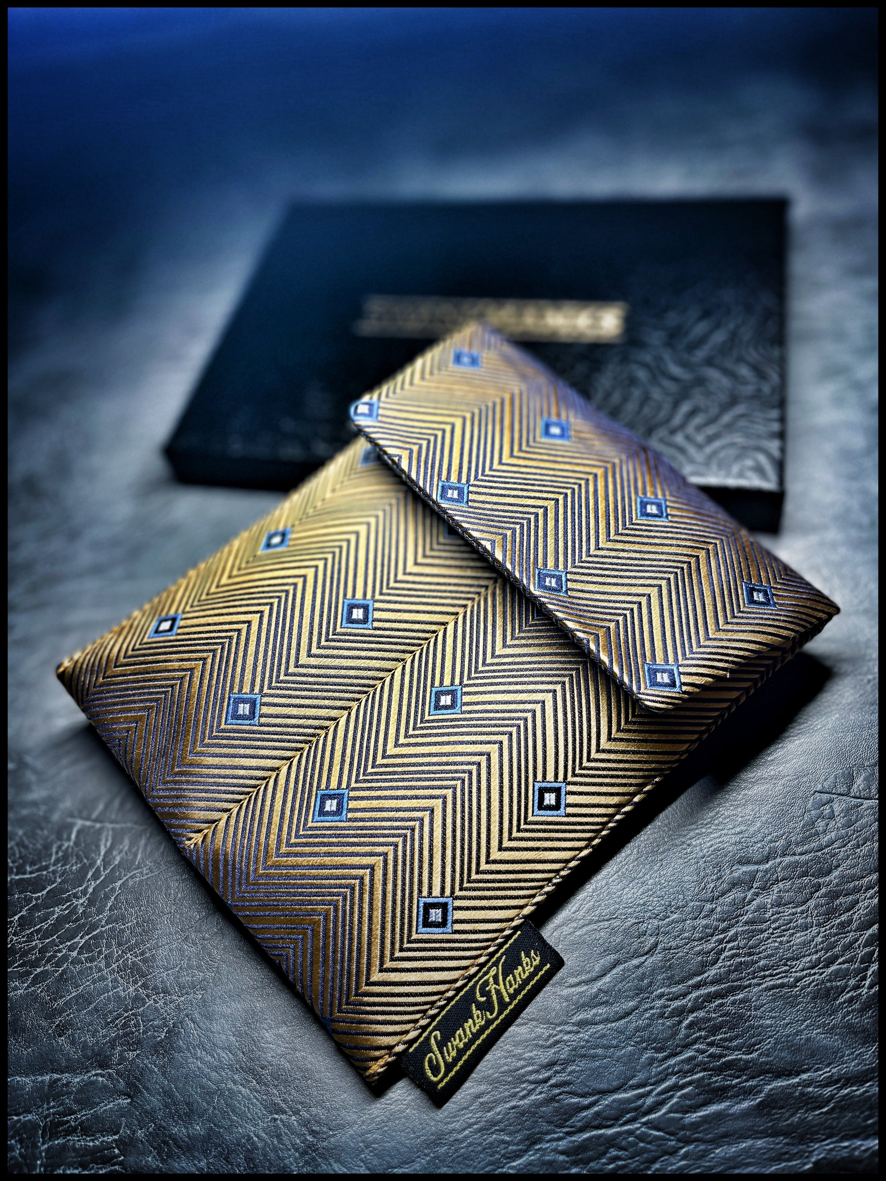 Golden Chevron Silk Double Pouch