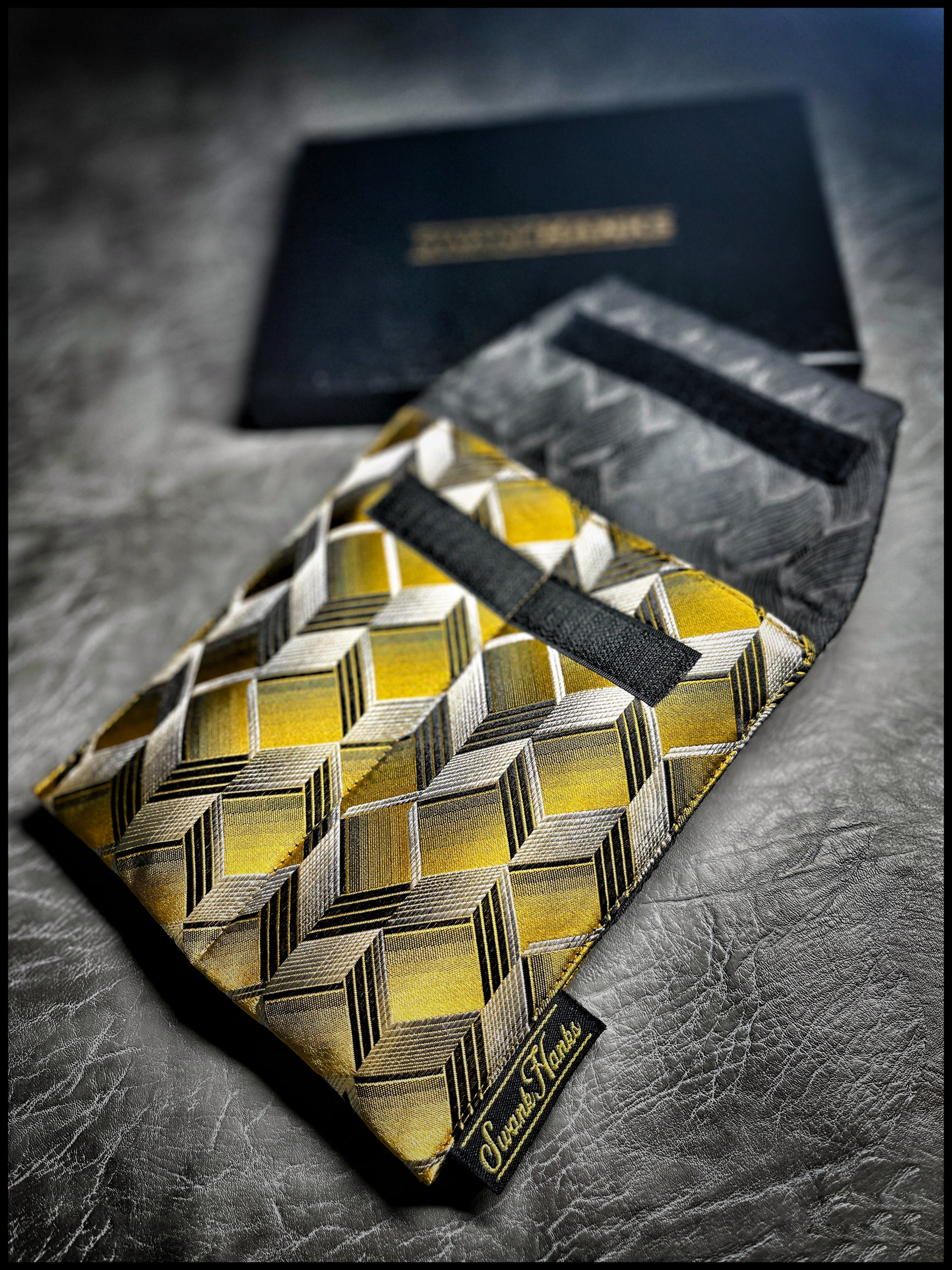 Gold Geo Silk/ Basketweave Silk Double Pouch