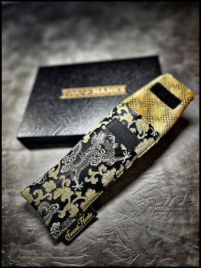 Gold Dragon Silk/ Gold Crosshatch Silk Pouch