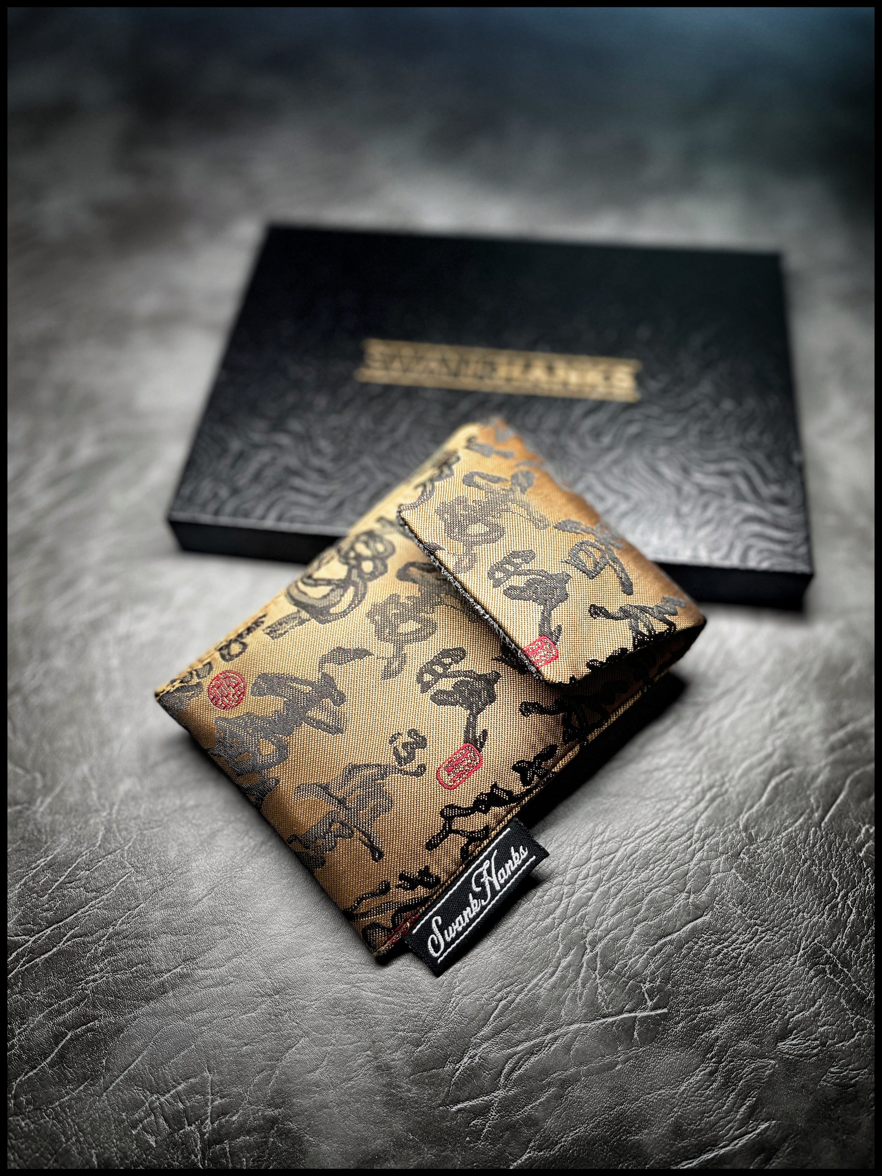 One-Off Calligraphy Crosshatch Silk Pouch