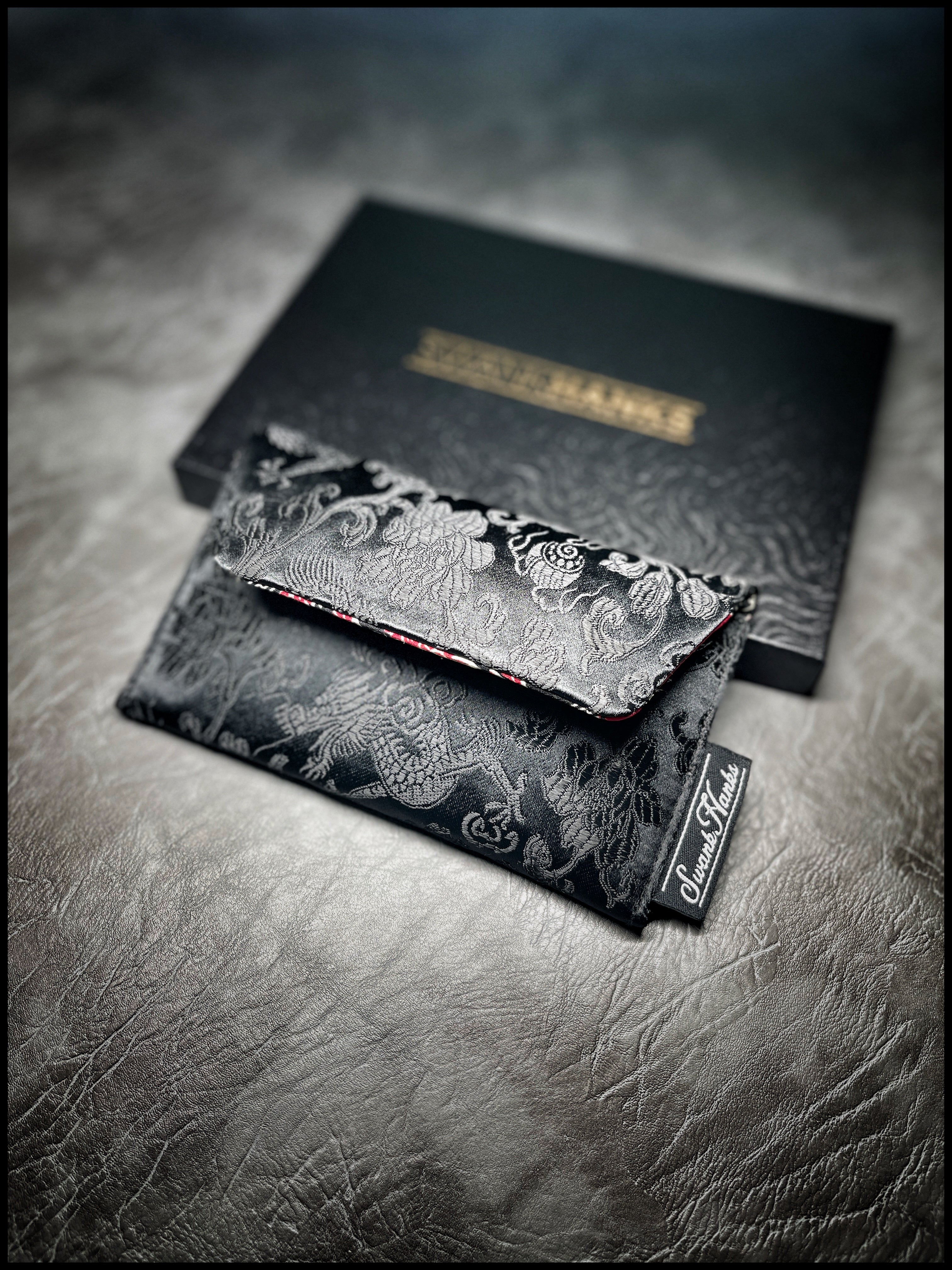 Black Dragon Silk/ Red Silk Paisley Pouch