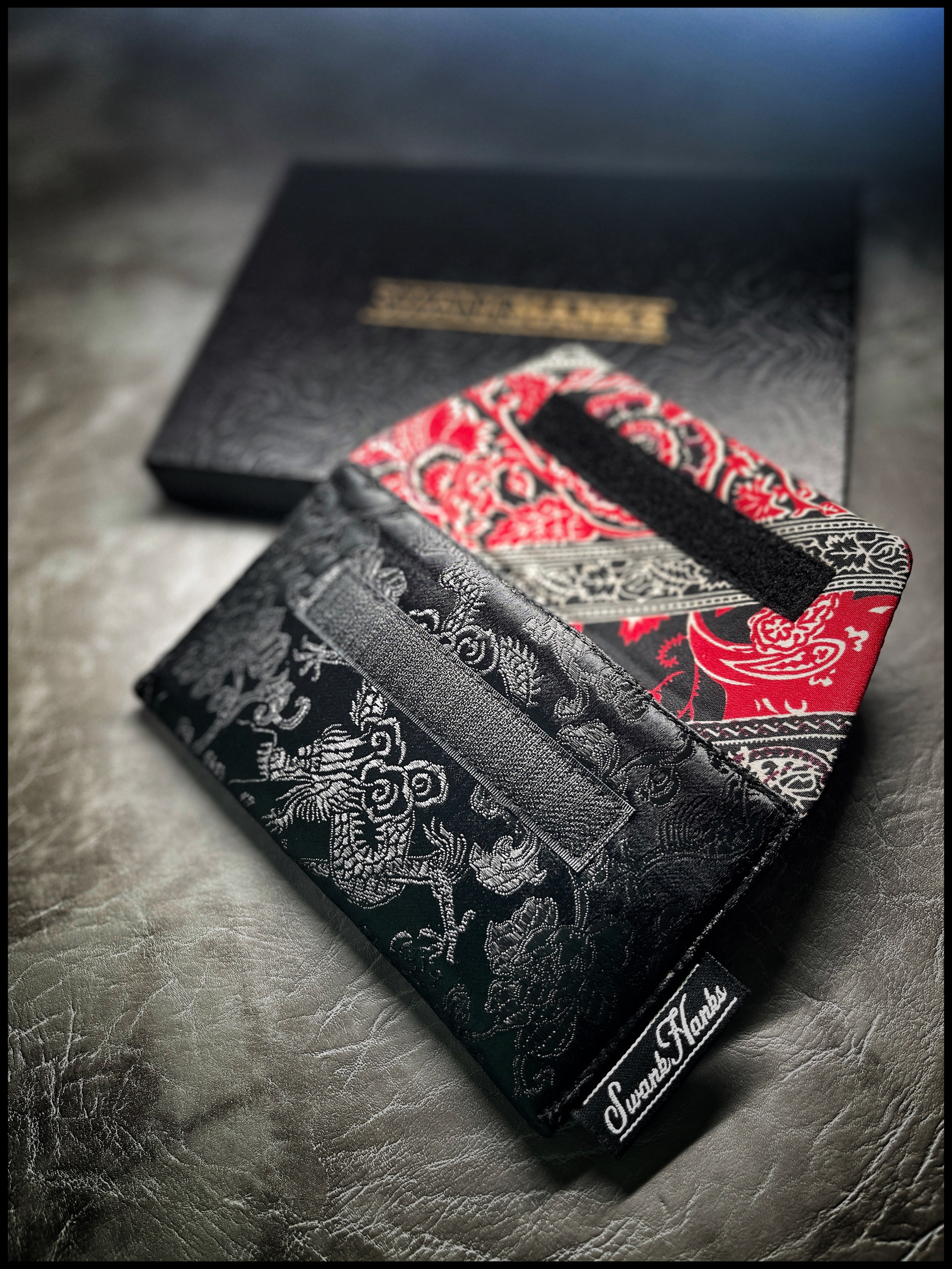 Black Dragon Silk/ Red Silk Paisley Pouch