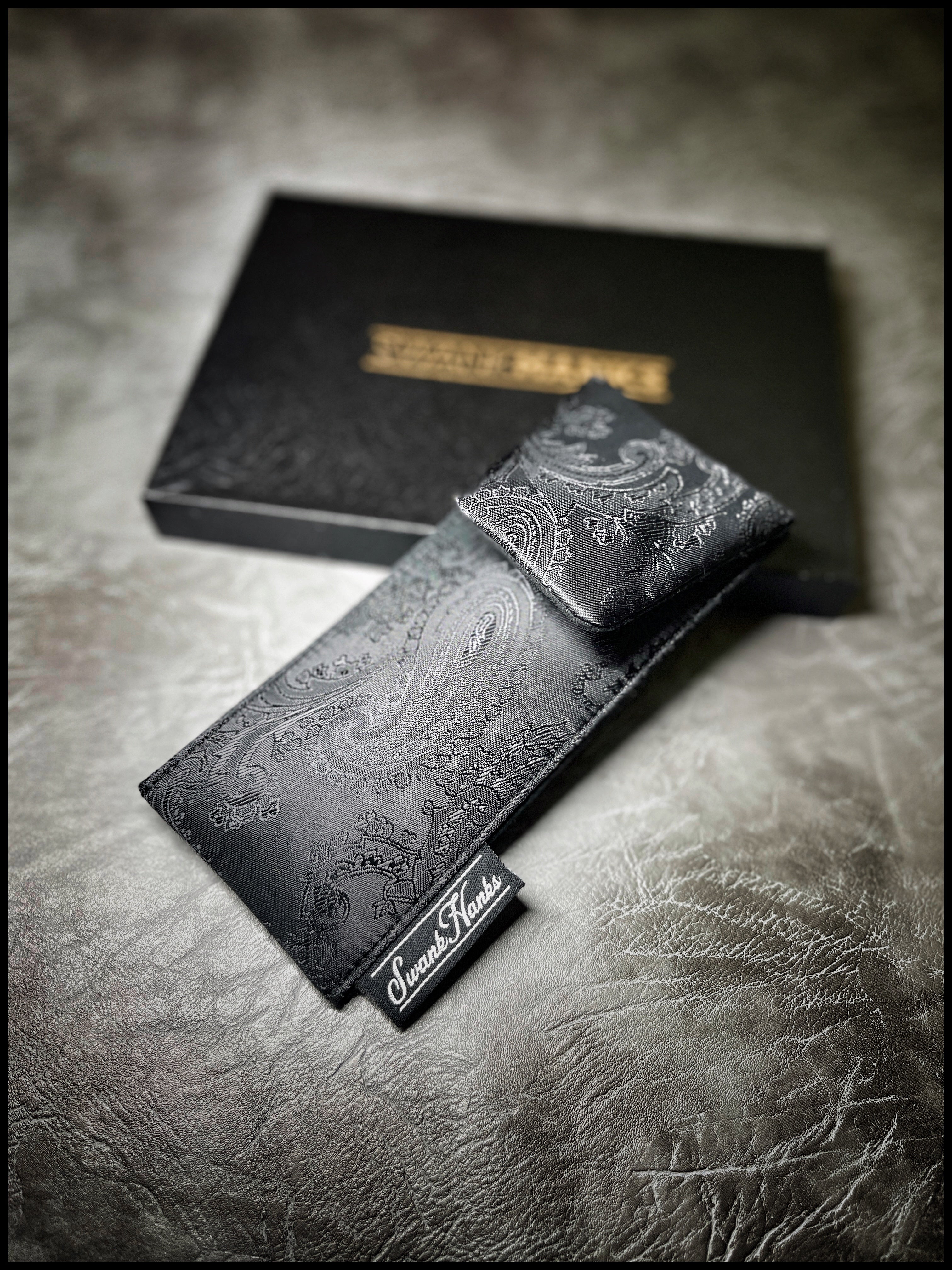 Black Satin Silk Paisley Single Pouch
