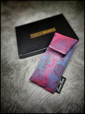 Red/Blue Satin Silk Paisley Single Pouch