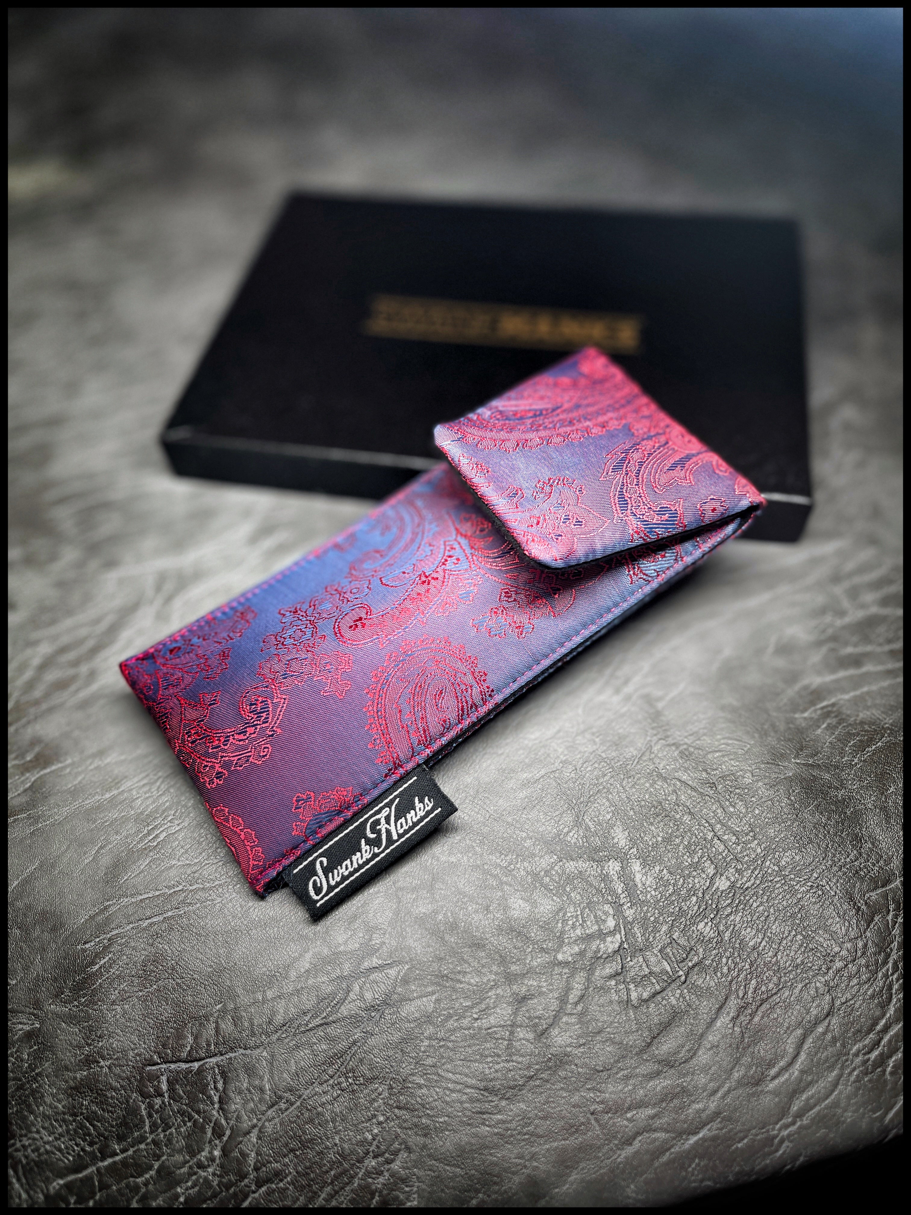 Red/Blue Satin Silk Paisley Single Pouch