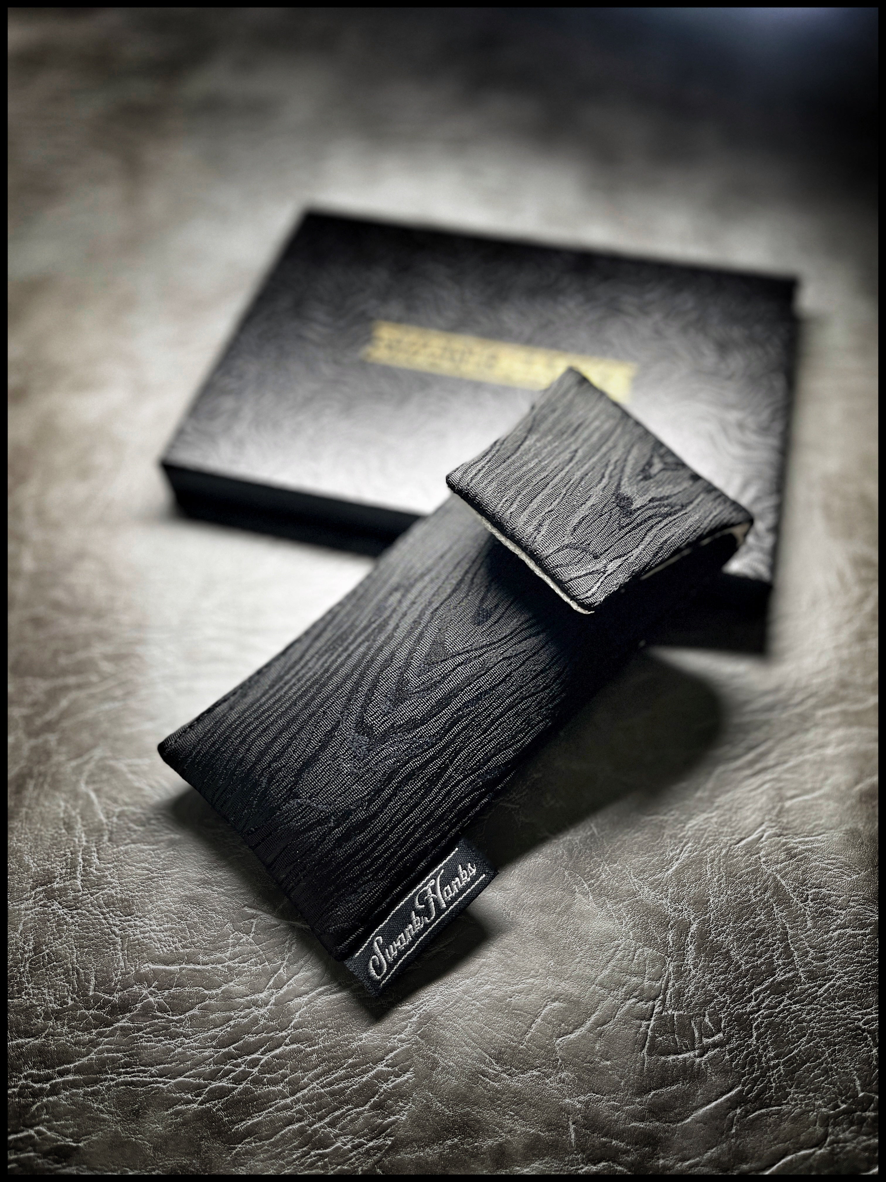 Murdered Out Wood Grain Silk/ White Dragon Silk Single Pouch