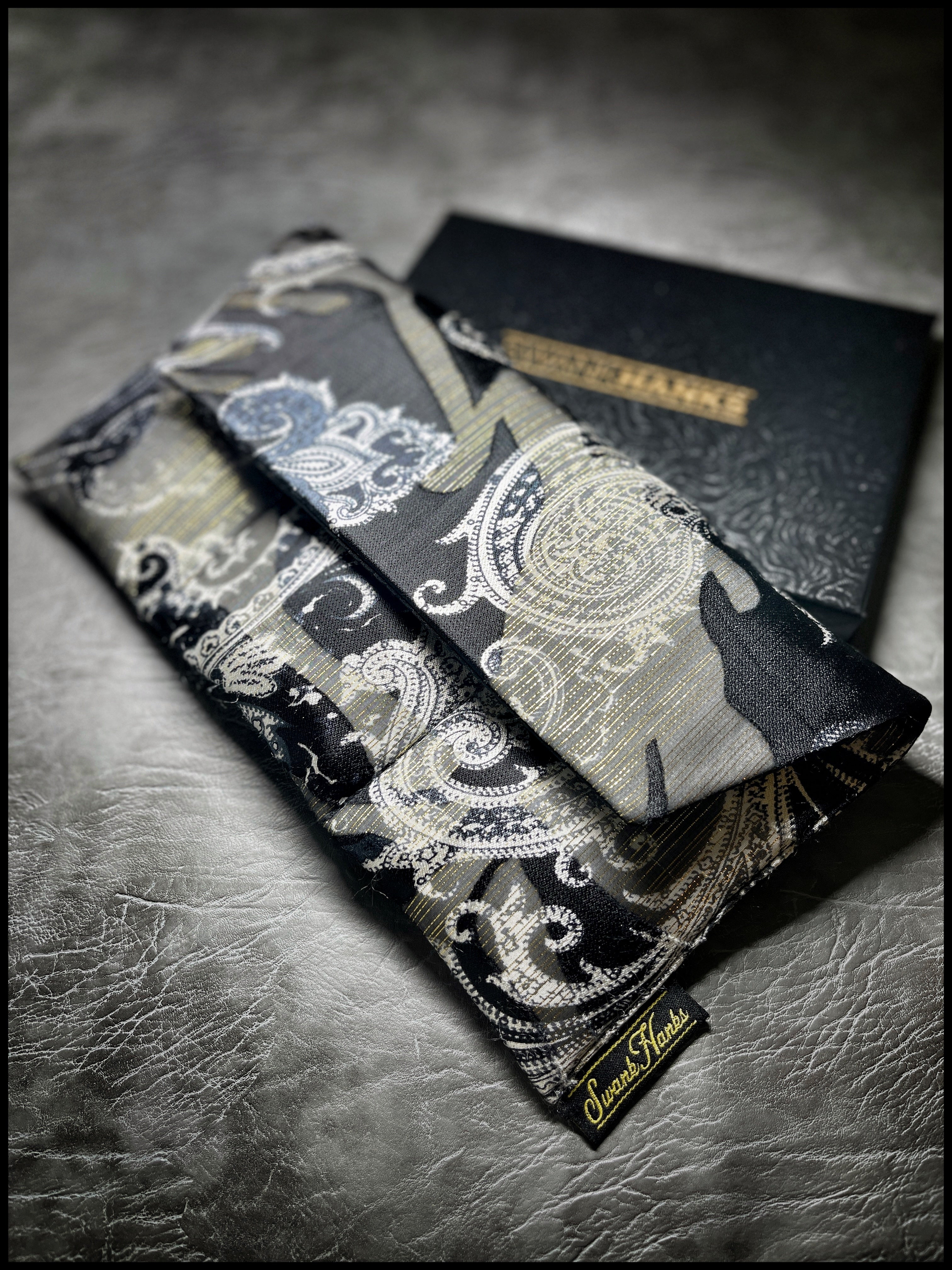 1-OFF Gold/Black Satin Silk Paisley Triple Slot Pouch