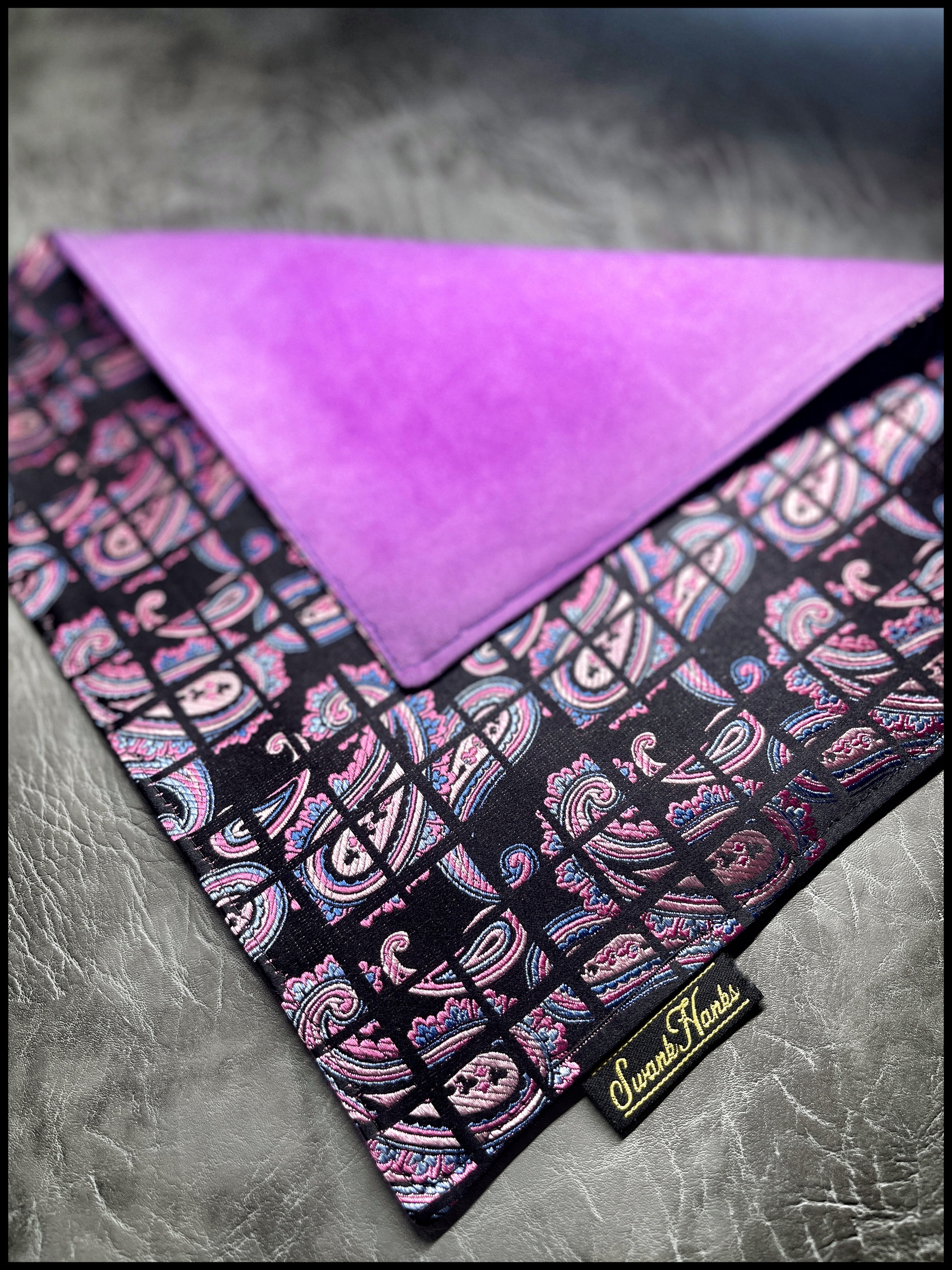 Blurple Silk Paisley Grid/ Purple Microsuede Hanks