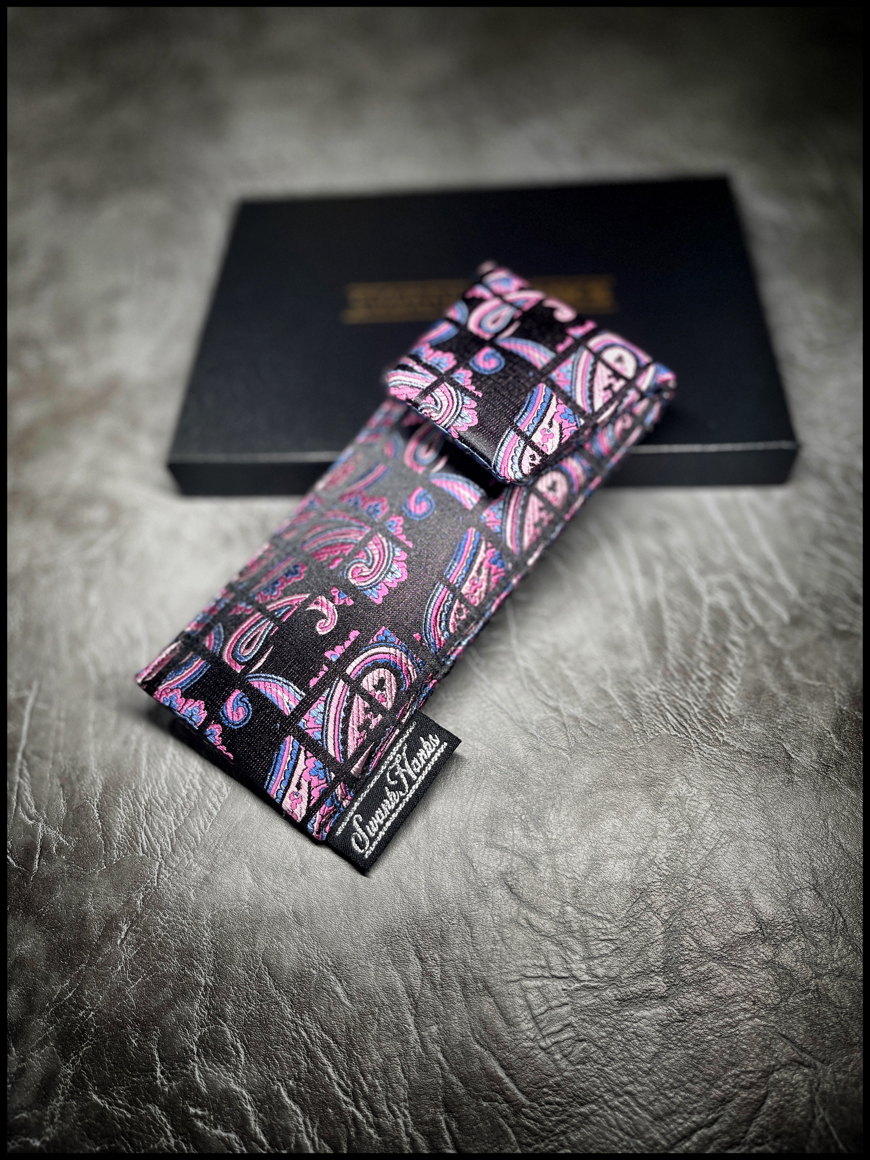 Blurple Silk Paisley Grid/ Blue/Silver Tiny Checkers Single Pouch