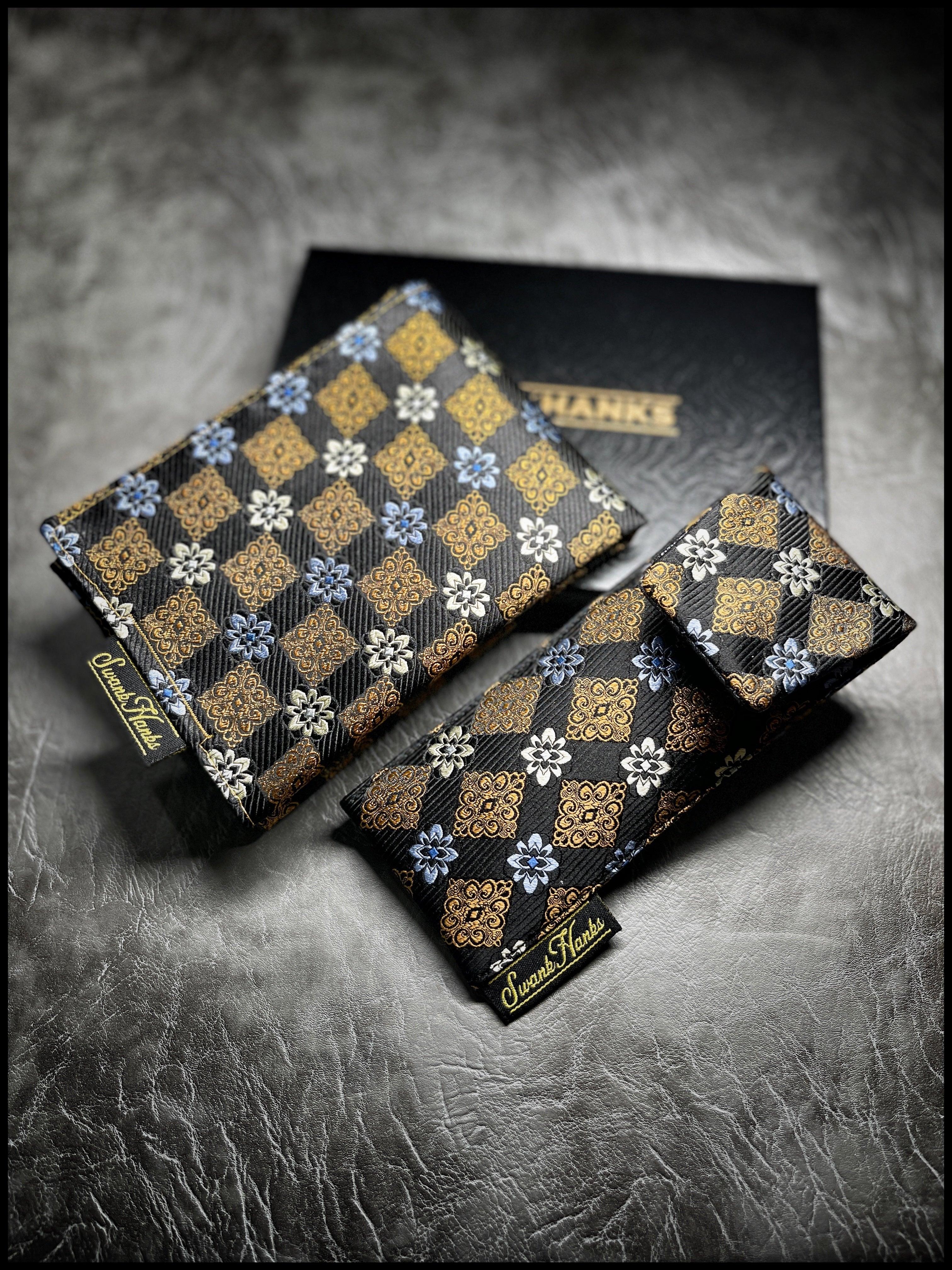 Royal Gold/Black Pinstripe Silk Hanks