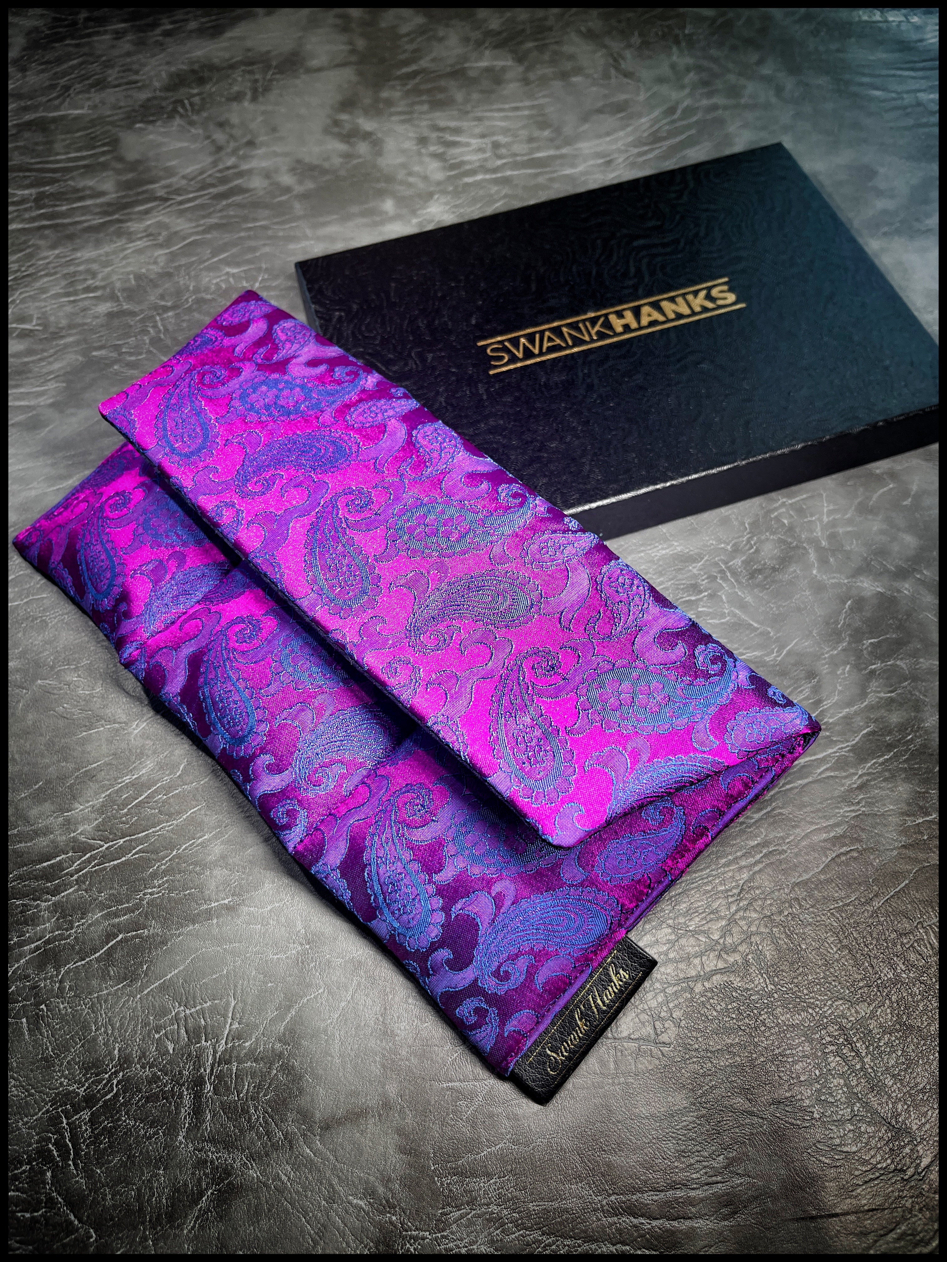 1-OFF Blurple Mulberry Silk Paisley Mini Triple Slot