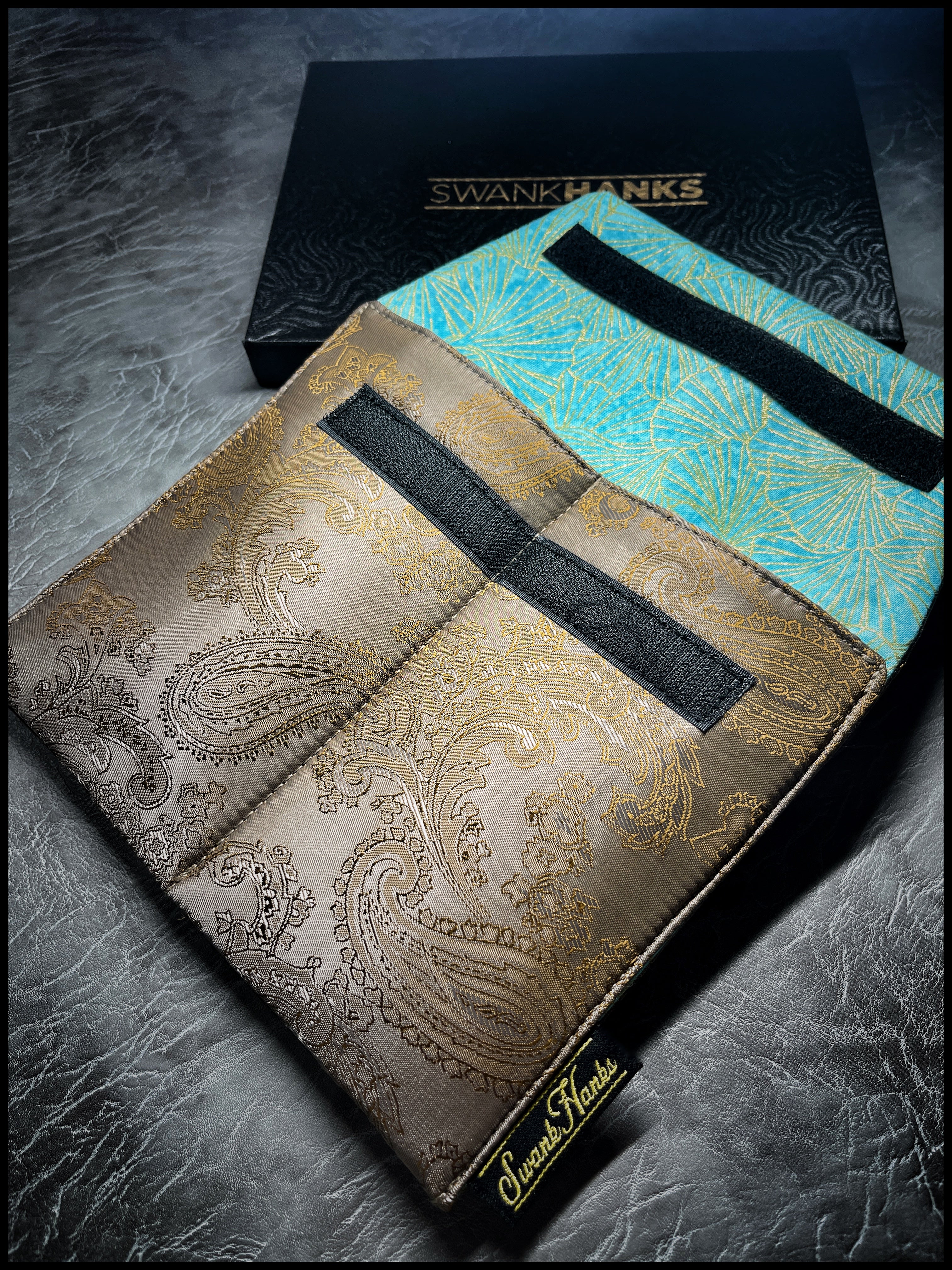 ONE-OFF Gold Satin Paisley Silk Double Slot