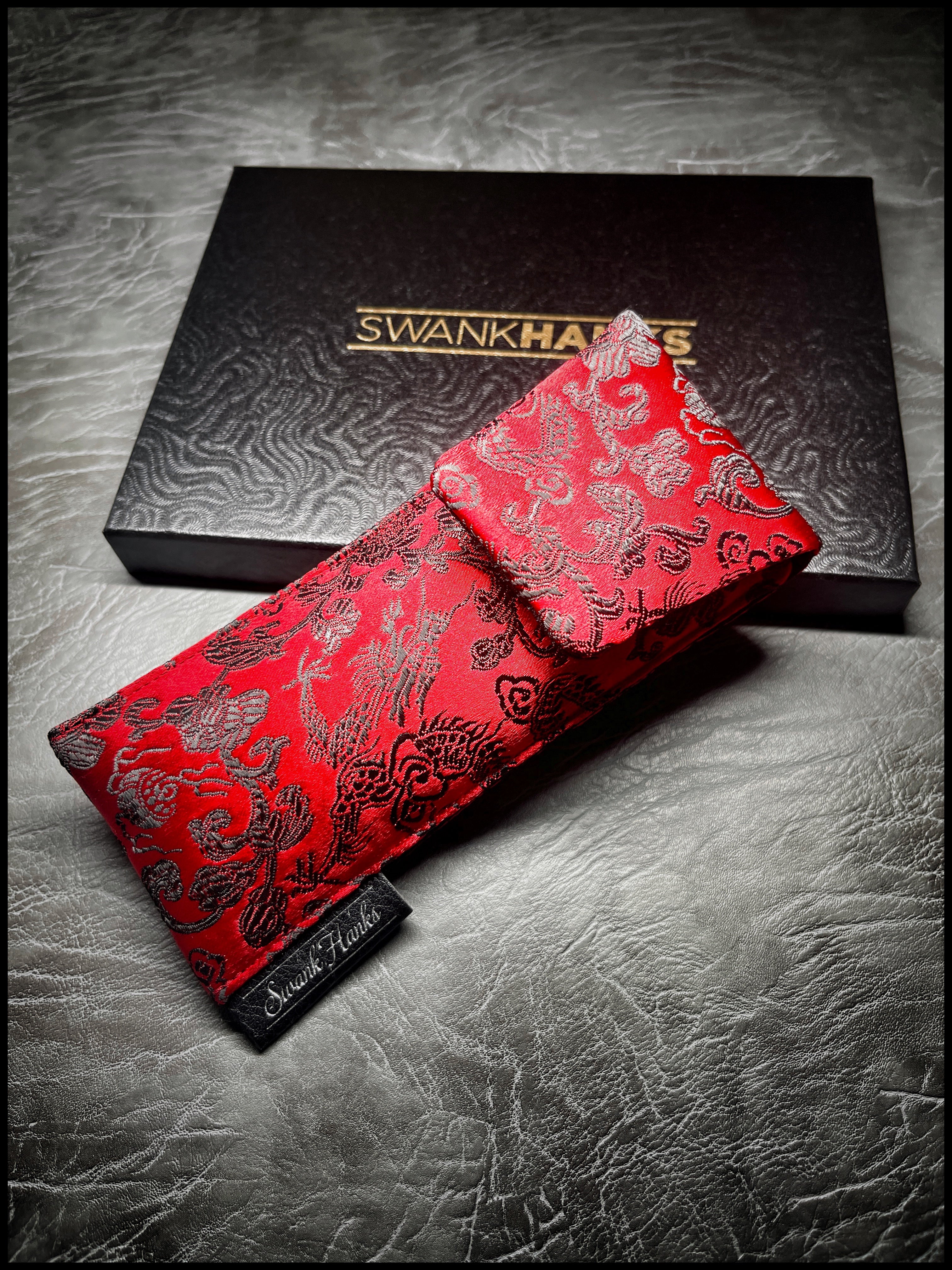 Red Dragon Silk w/ Basketweave Silk Single Pouch