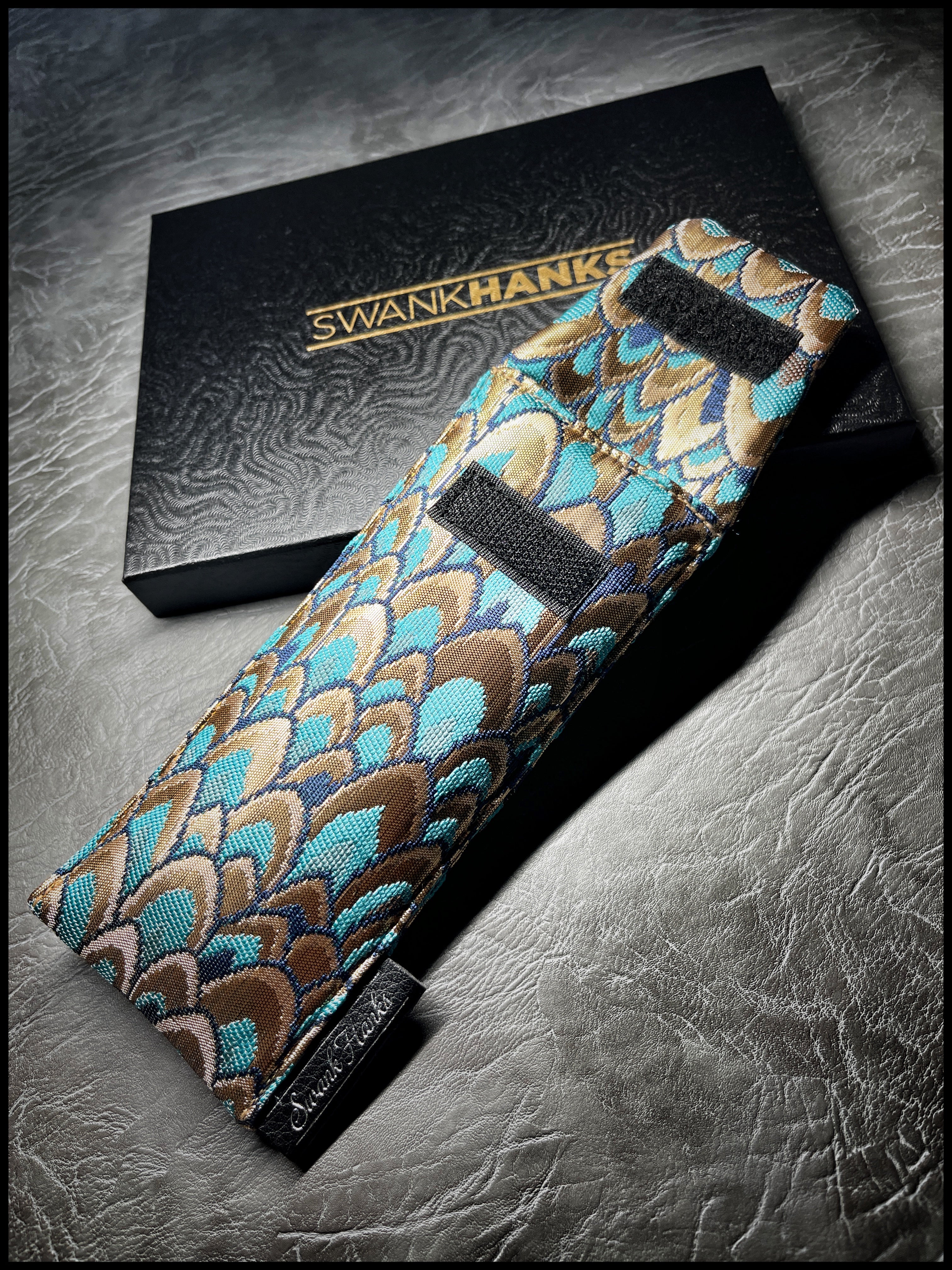Teal/Gold Silk Brocade V2 Single Pouch