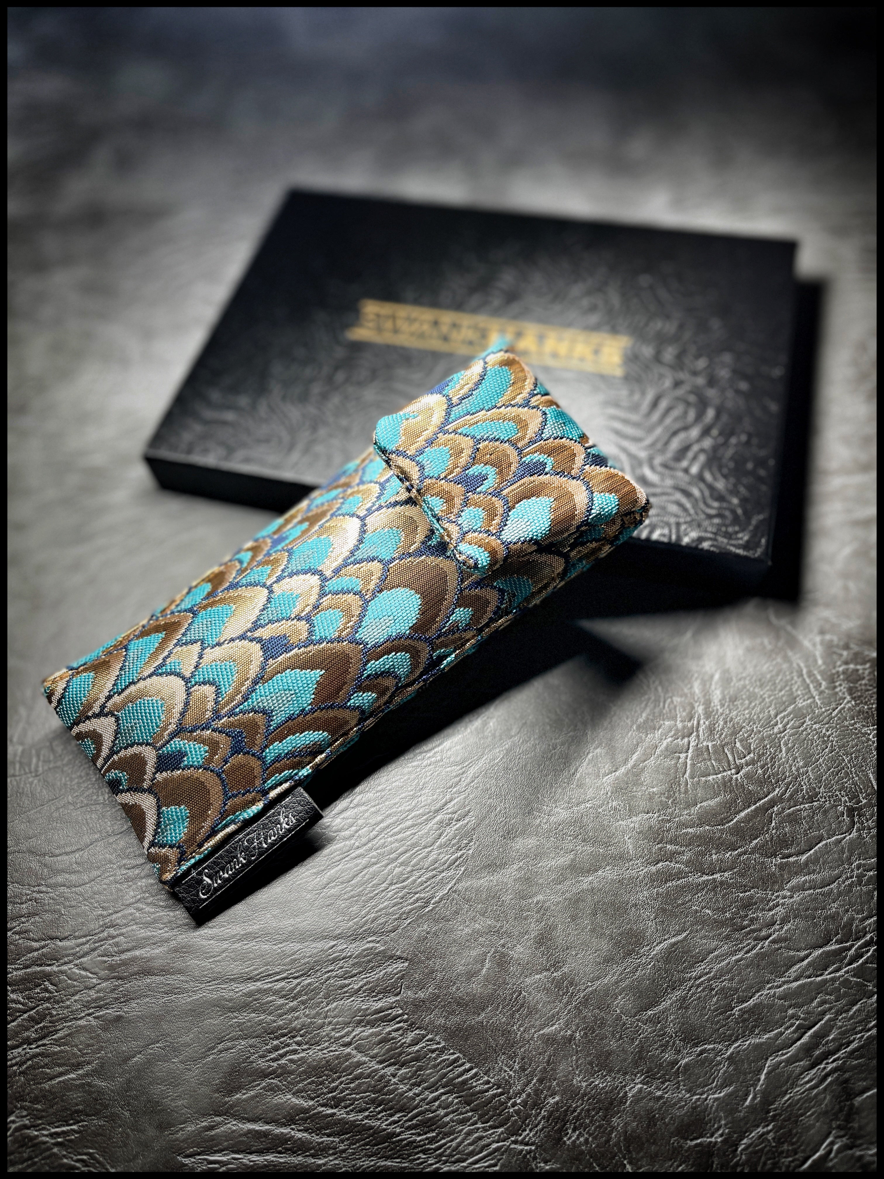 Teal/Gold Silk Brocade V2 Single Pouch