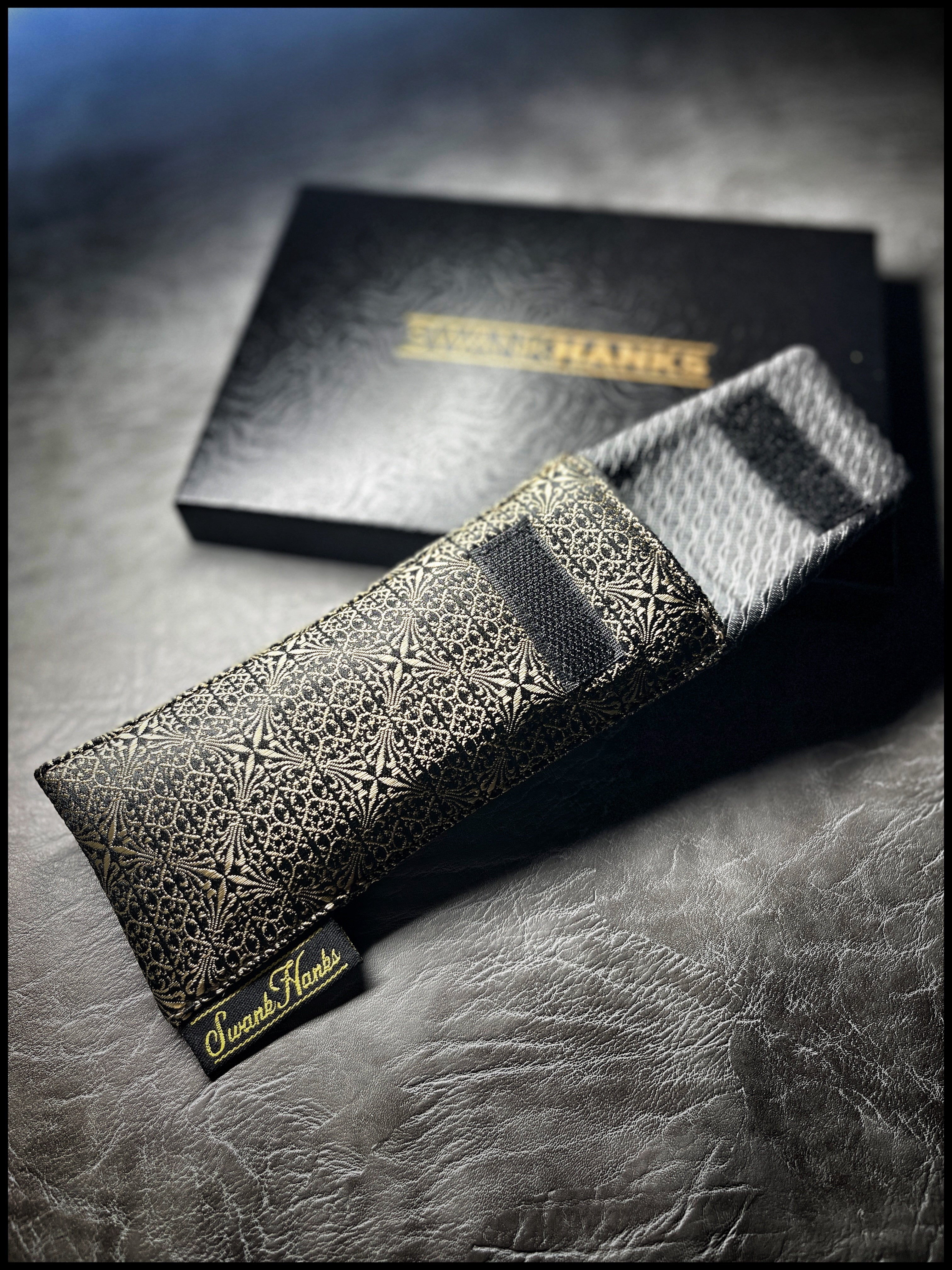 Heritage Gold/Black / Gunmetal Satin Silk Single Pouch