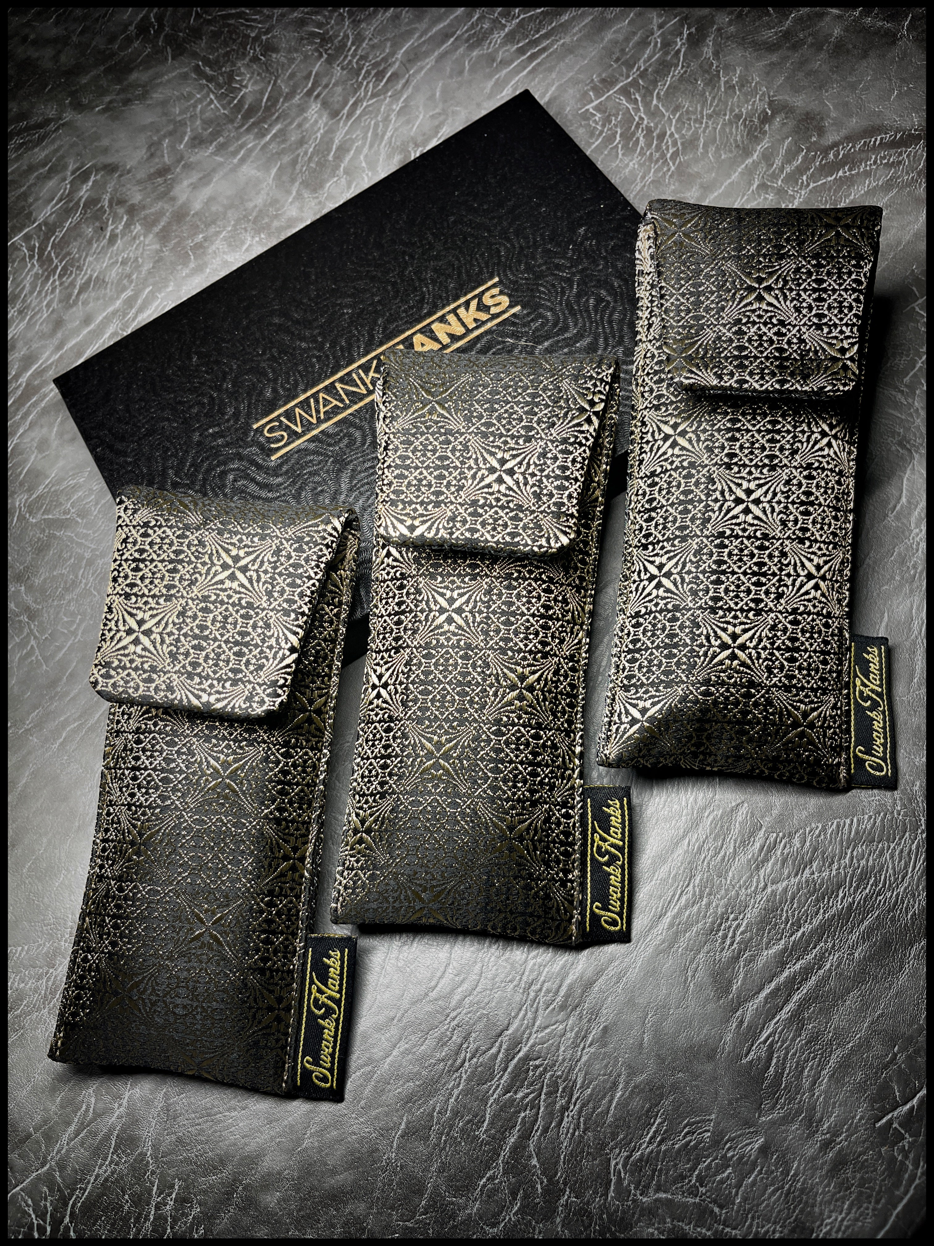 Heritage Gold/Black / Gunmetal Satin Silk Single Pouch