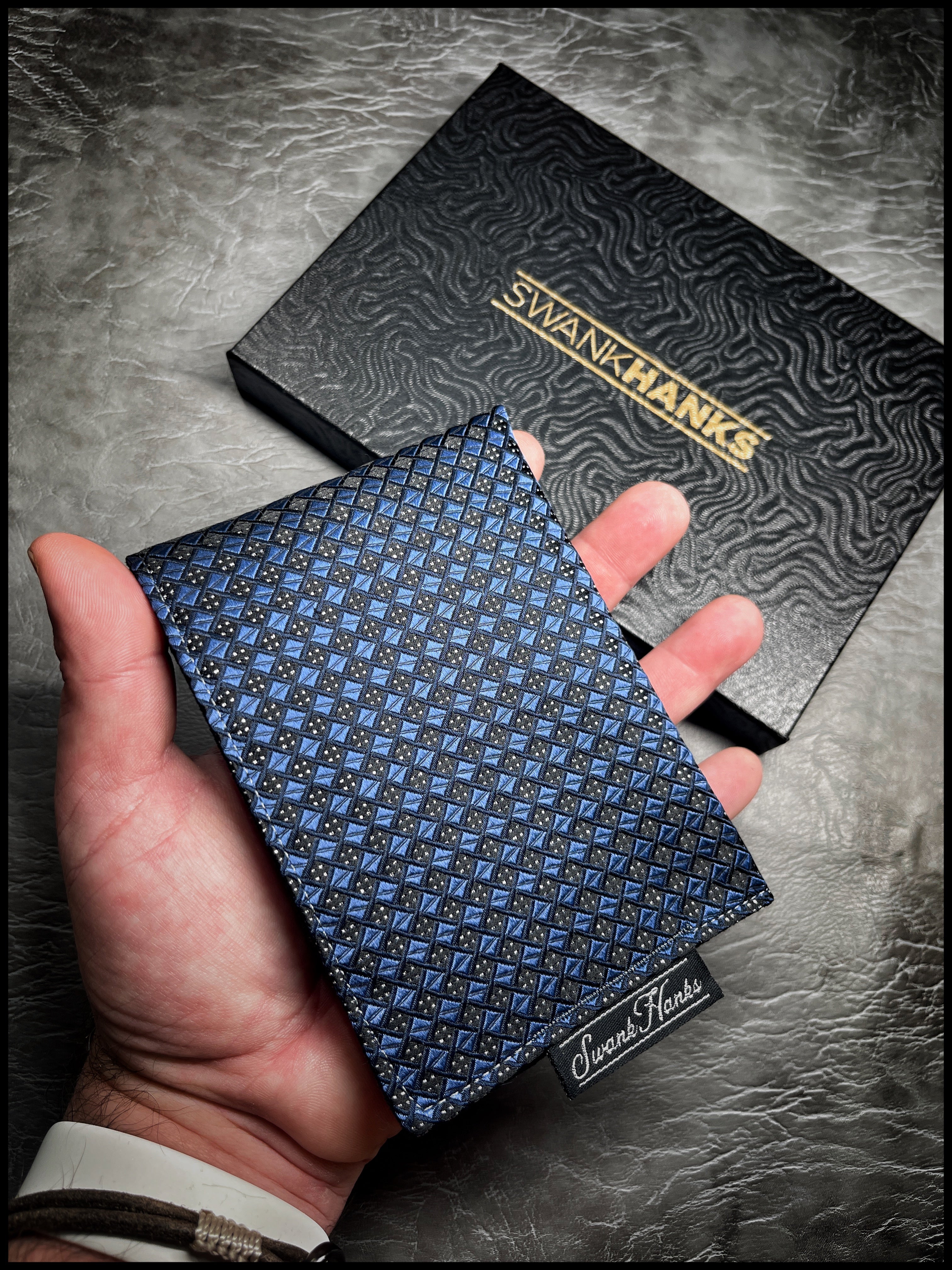 Mini Blue/Silver Checkered Silk Hanks