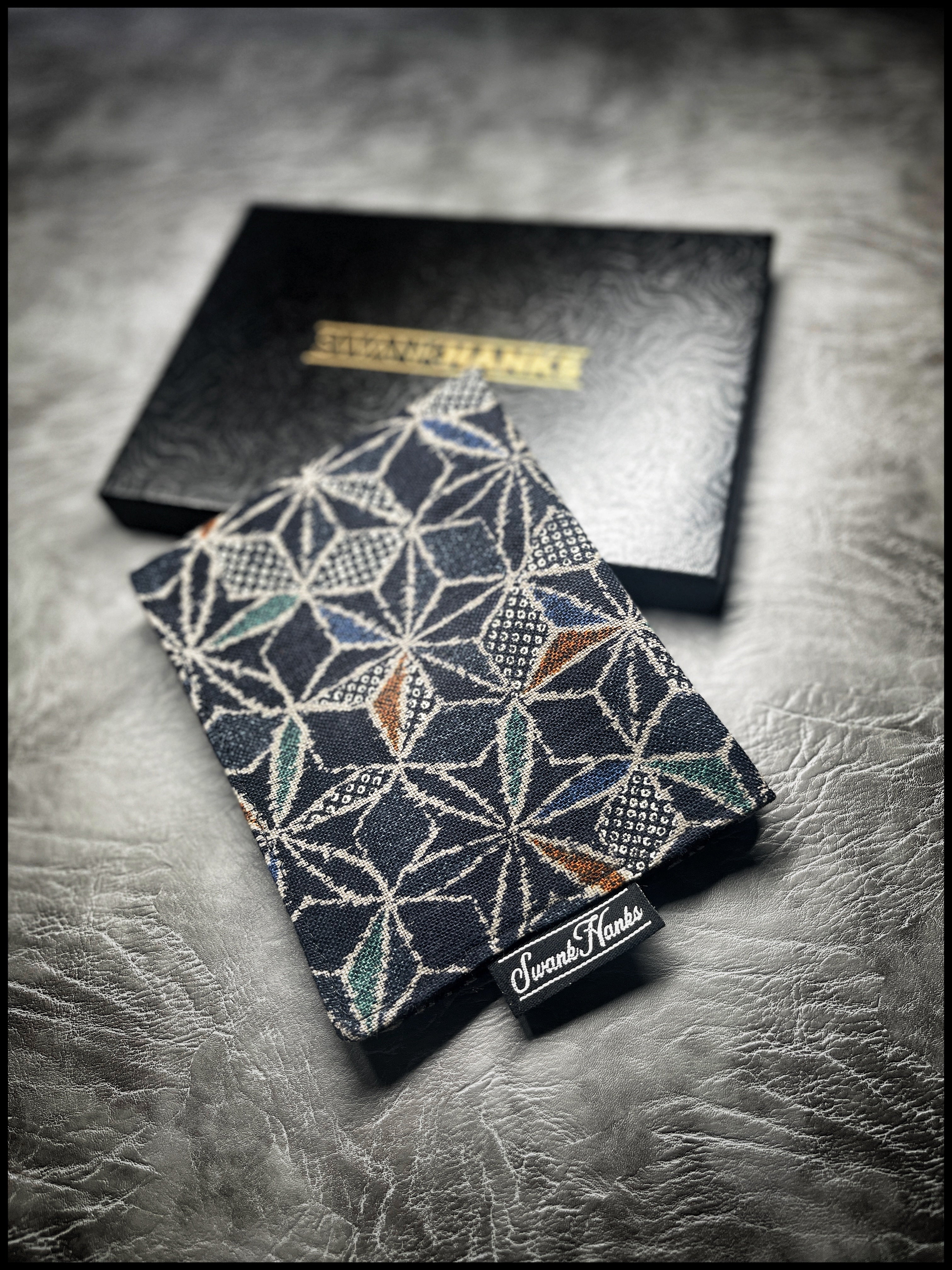 Japanese Dobby Asanoha/ Burgundy Microsuede Hanks