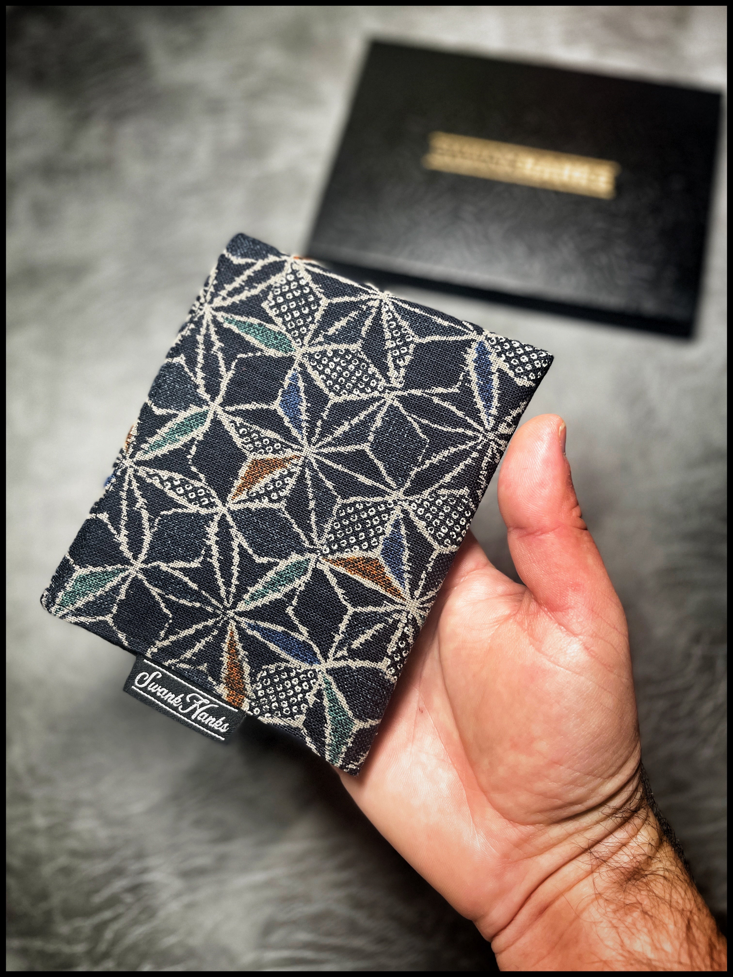 Japanese Dobby Asanoha/ Burgundy Microsuede Hanks