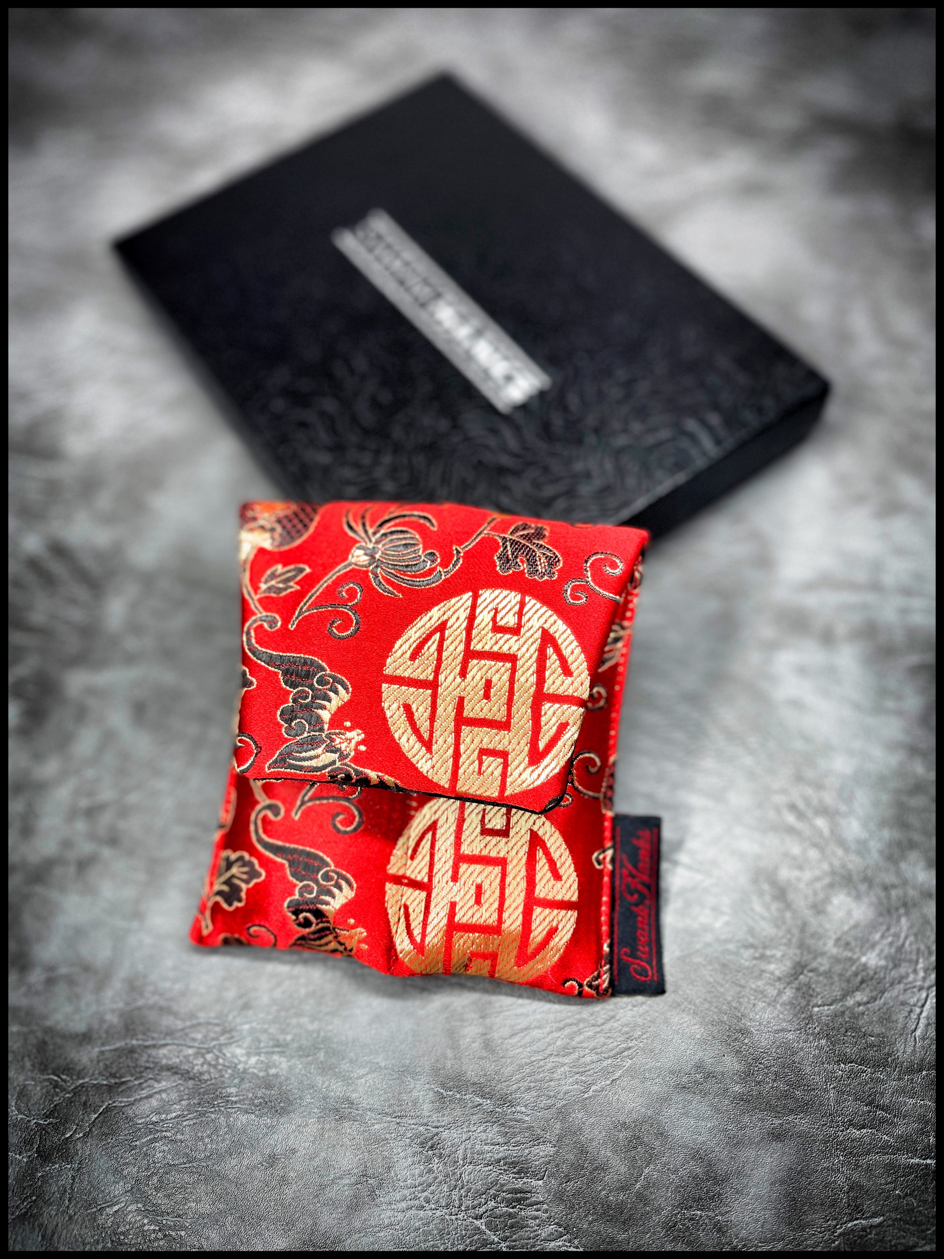 1-OFF Red/Gold Quigong Mini Double Slot Pouch