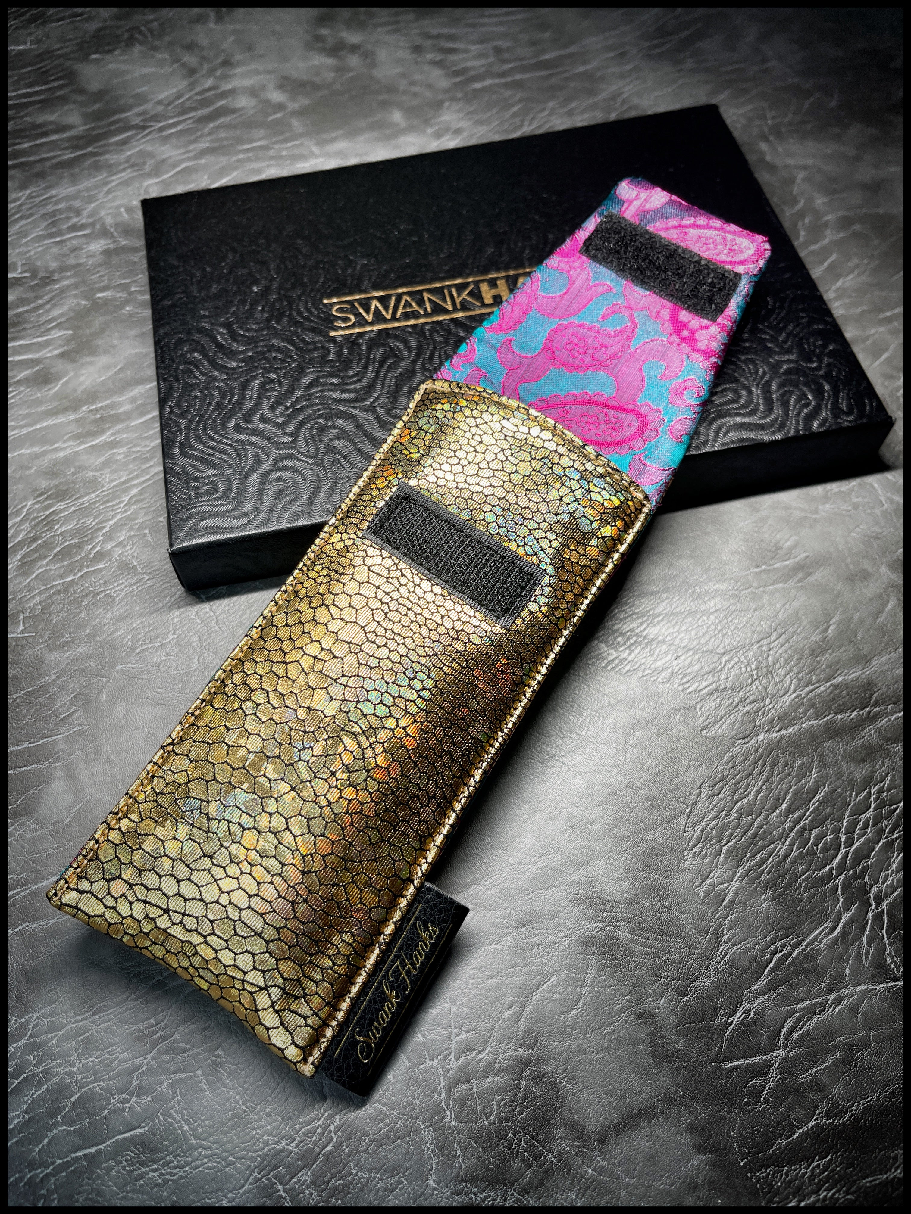 UV Gold Dragonscale/ Mulberry Silk Paisley Single Pouch