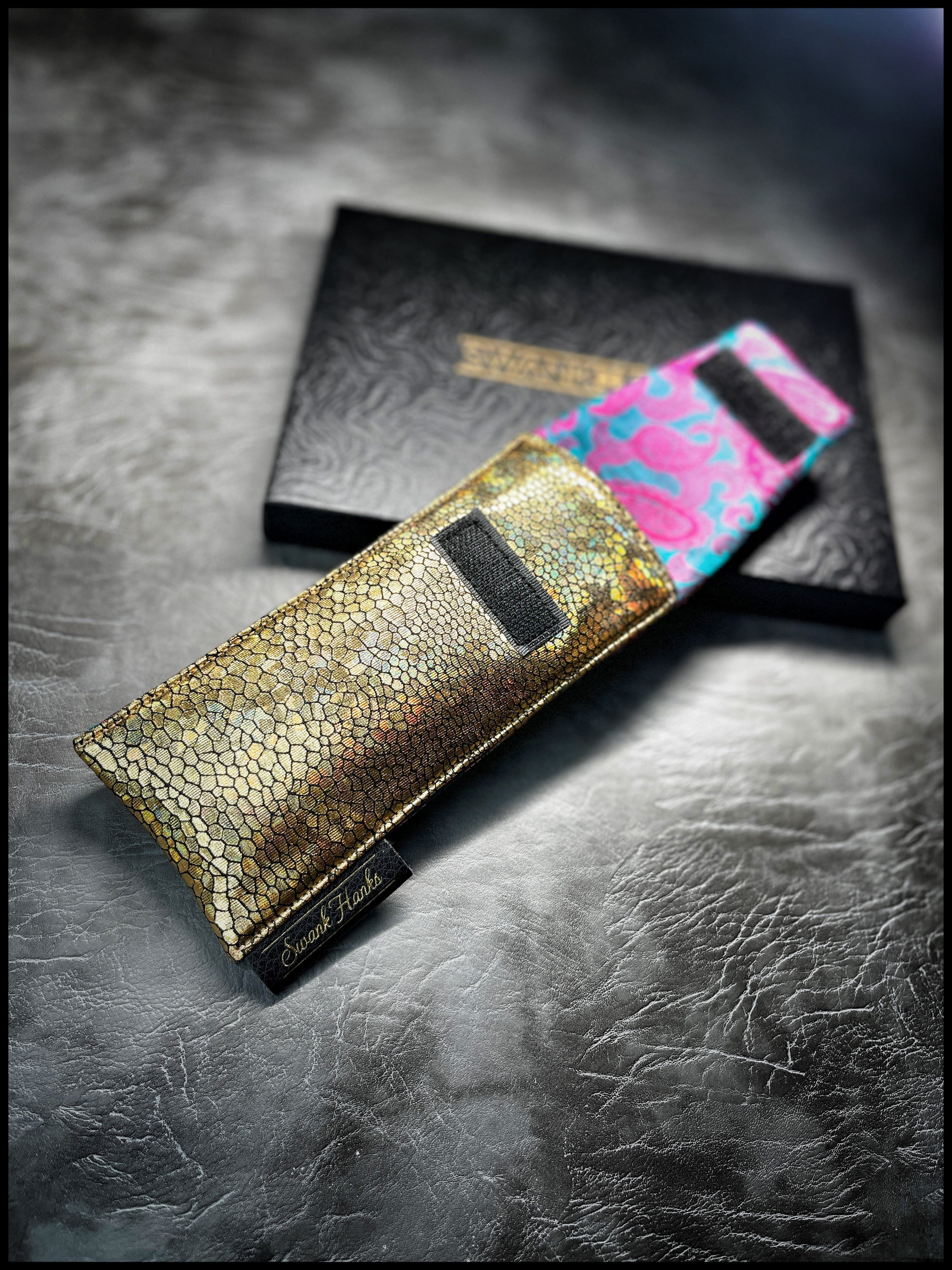 UV Gold Dragonscale/ Mulberry Silk Paisley Single Pouch