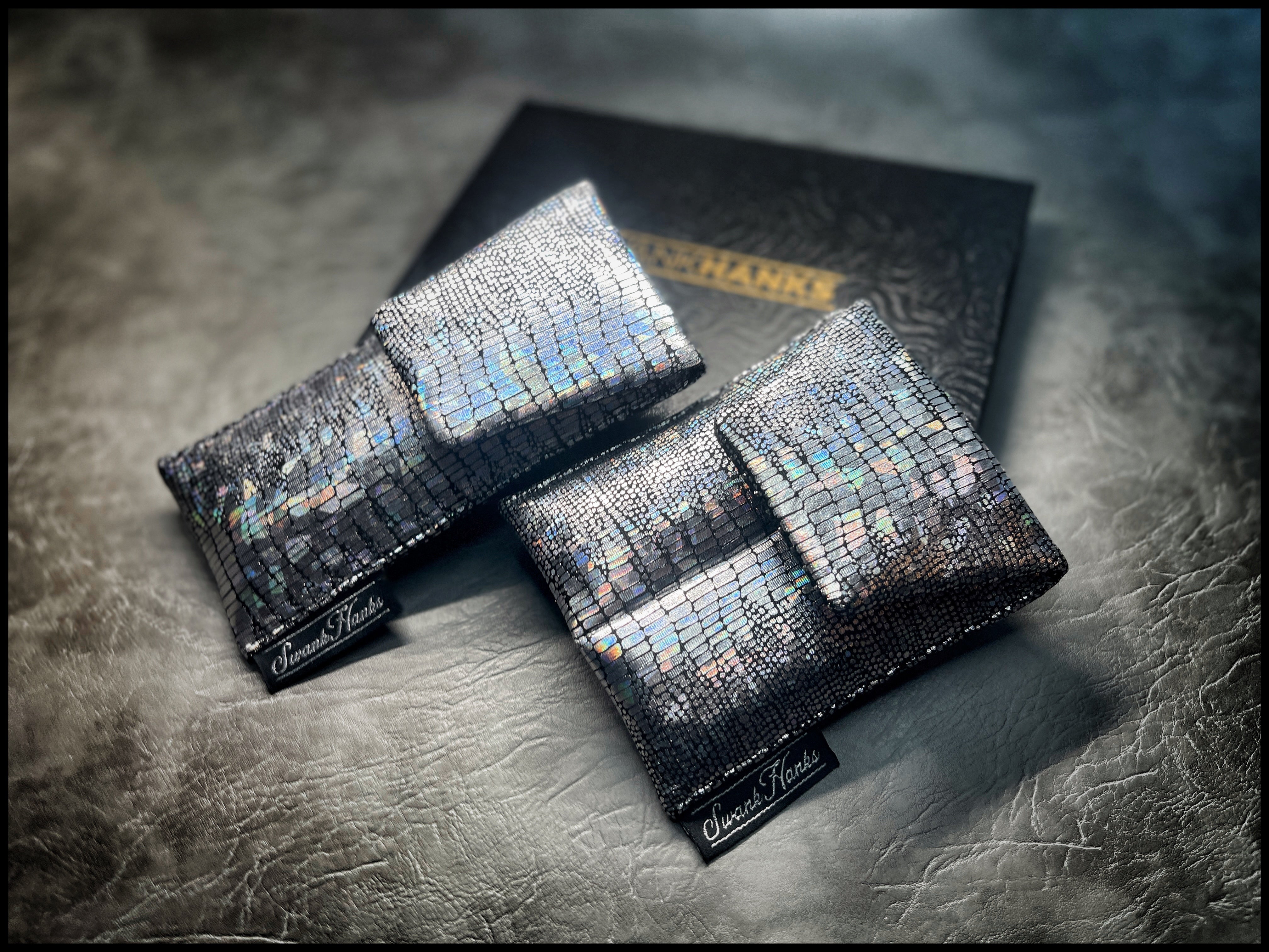 UV Silver Dragonscale/ Black Silk Jacquard Single Pouch