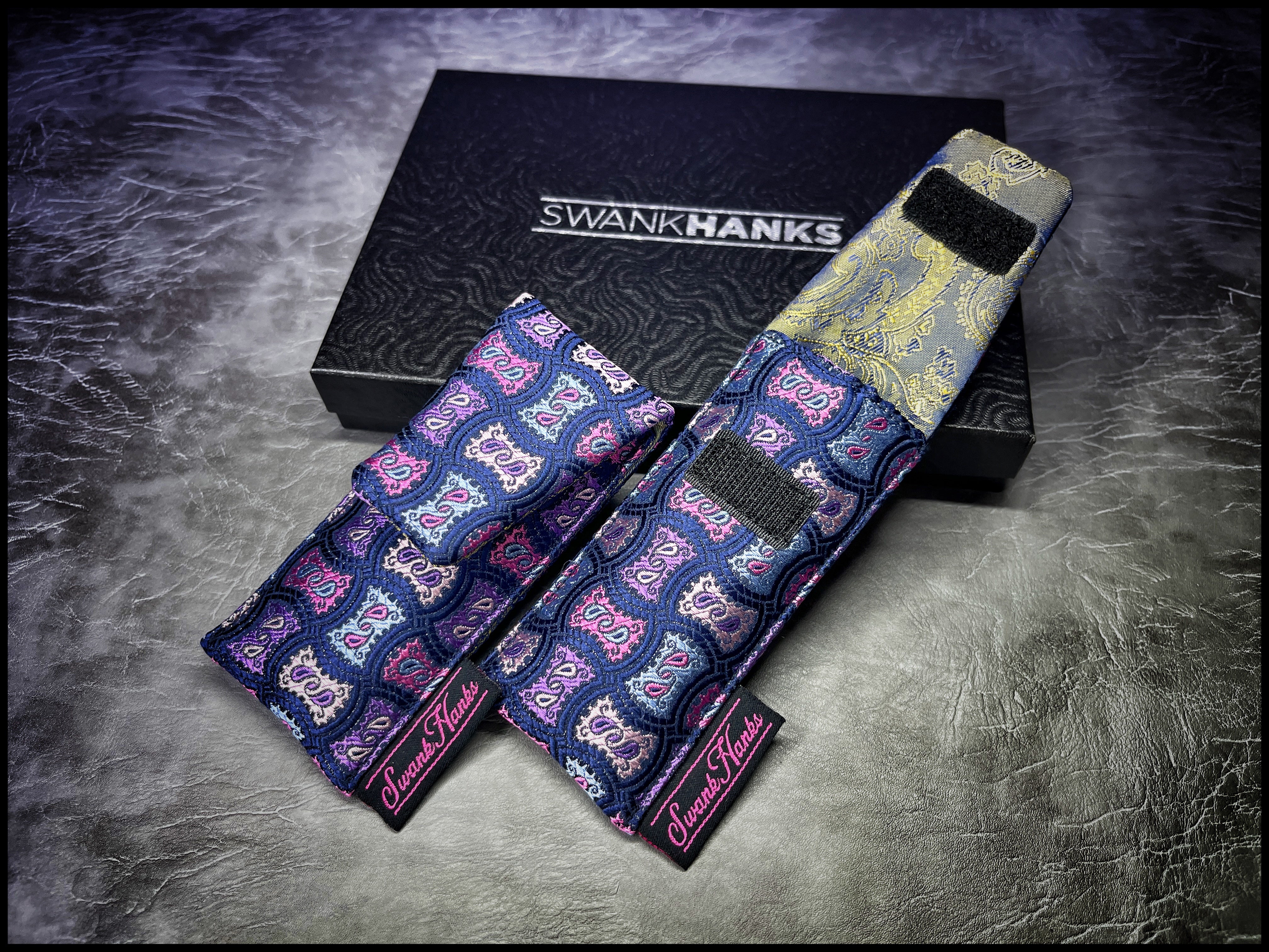 Blurple Jigsaw / Gold Silk Jacquard Paisley Mini Single Slot Pouch