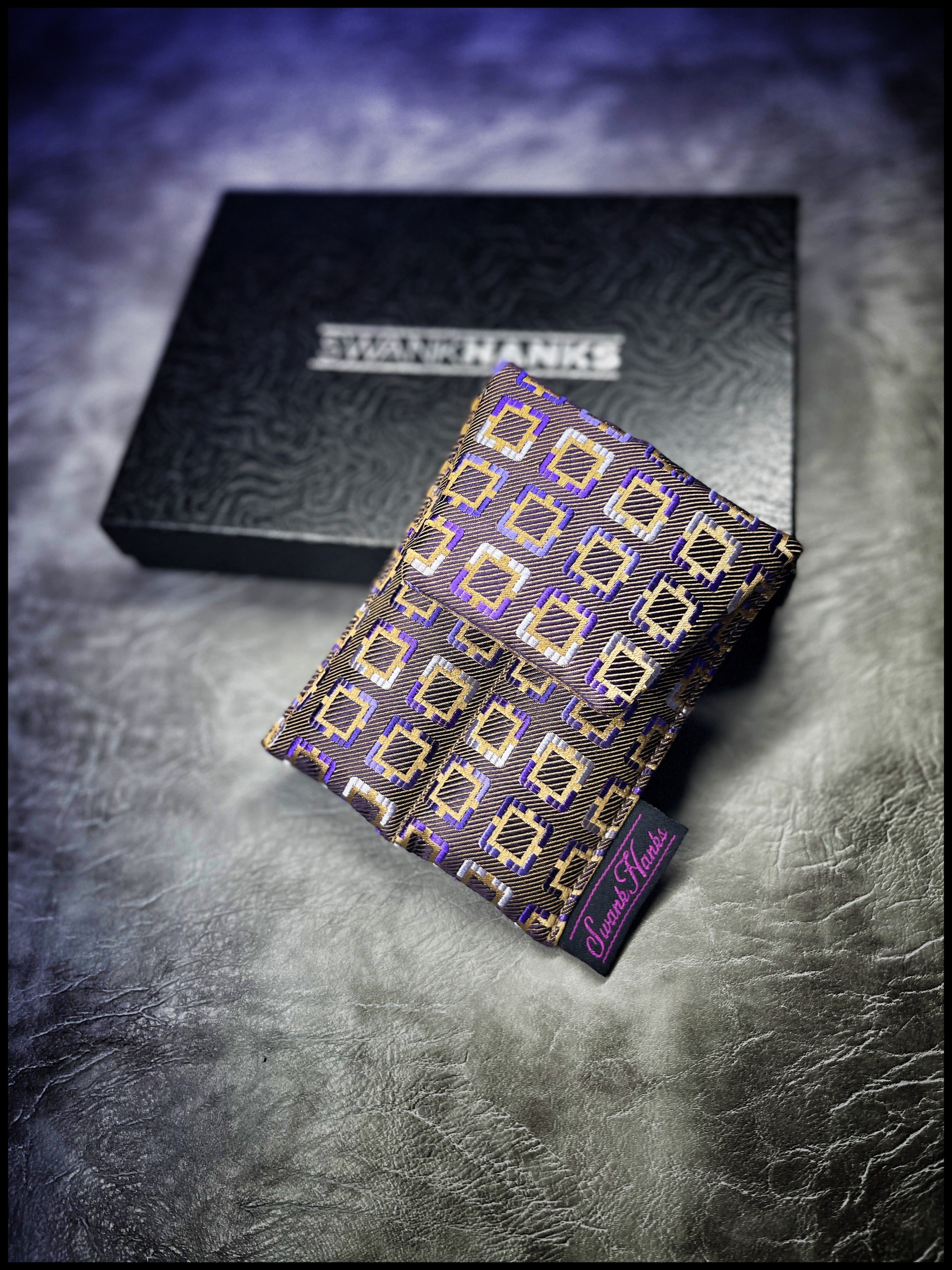 1-OFF Imperial Lattice Purple/ Gold Houndstooth Mini Double Slot Pouch