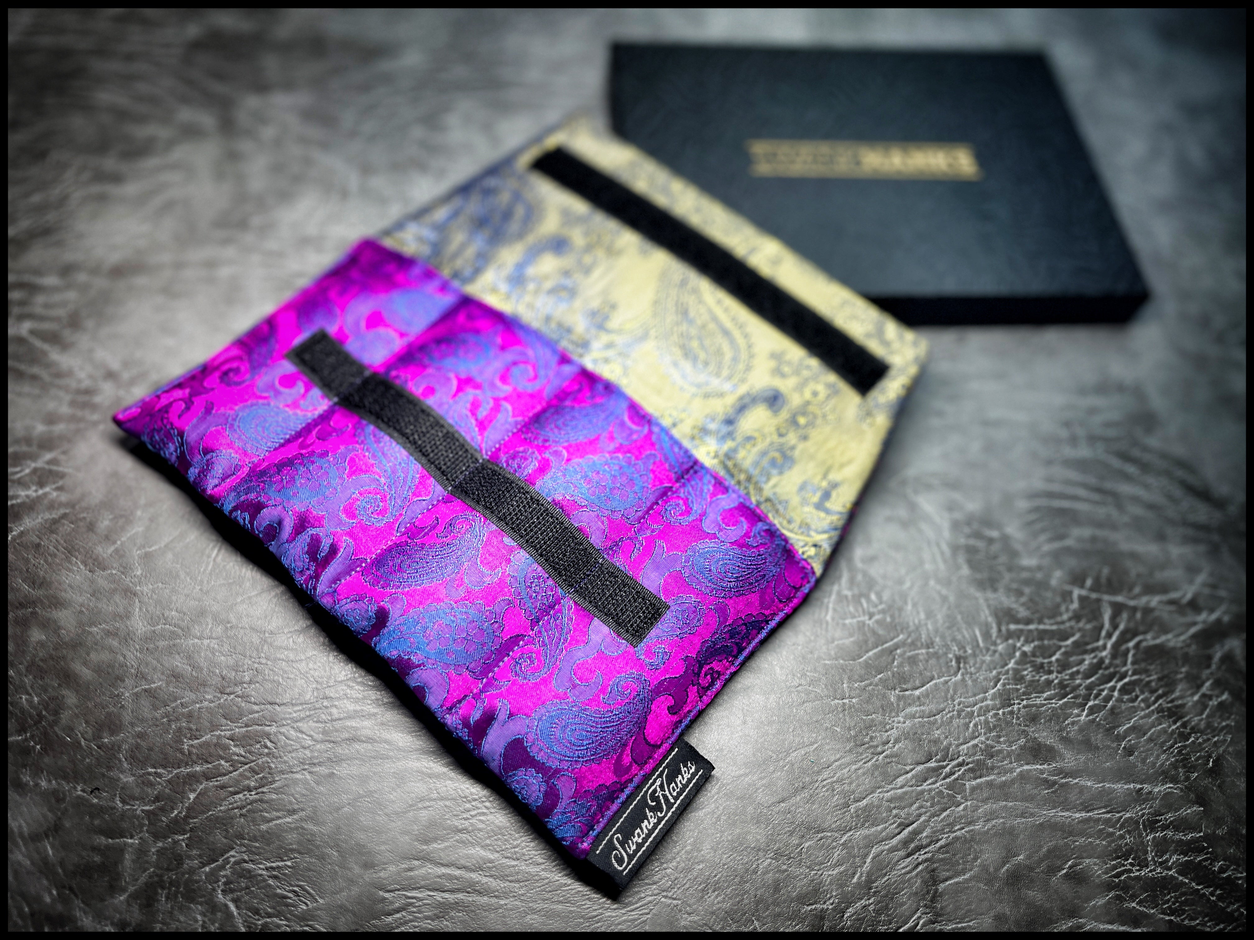 1-OFF Griffin Blurple Mulberry Silk Paisley Mini 4-Slot Pouch