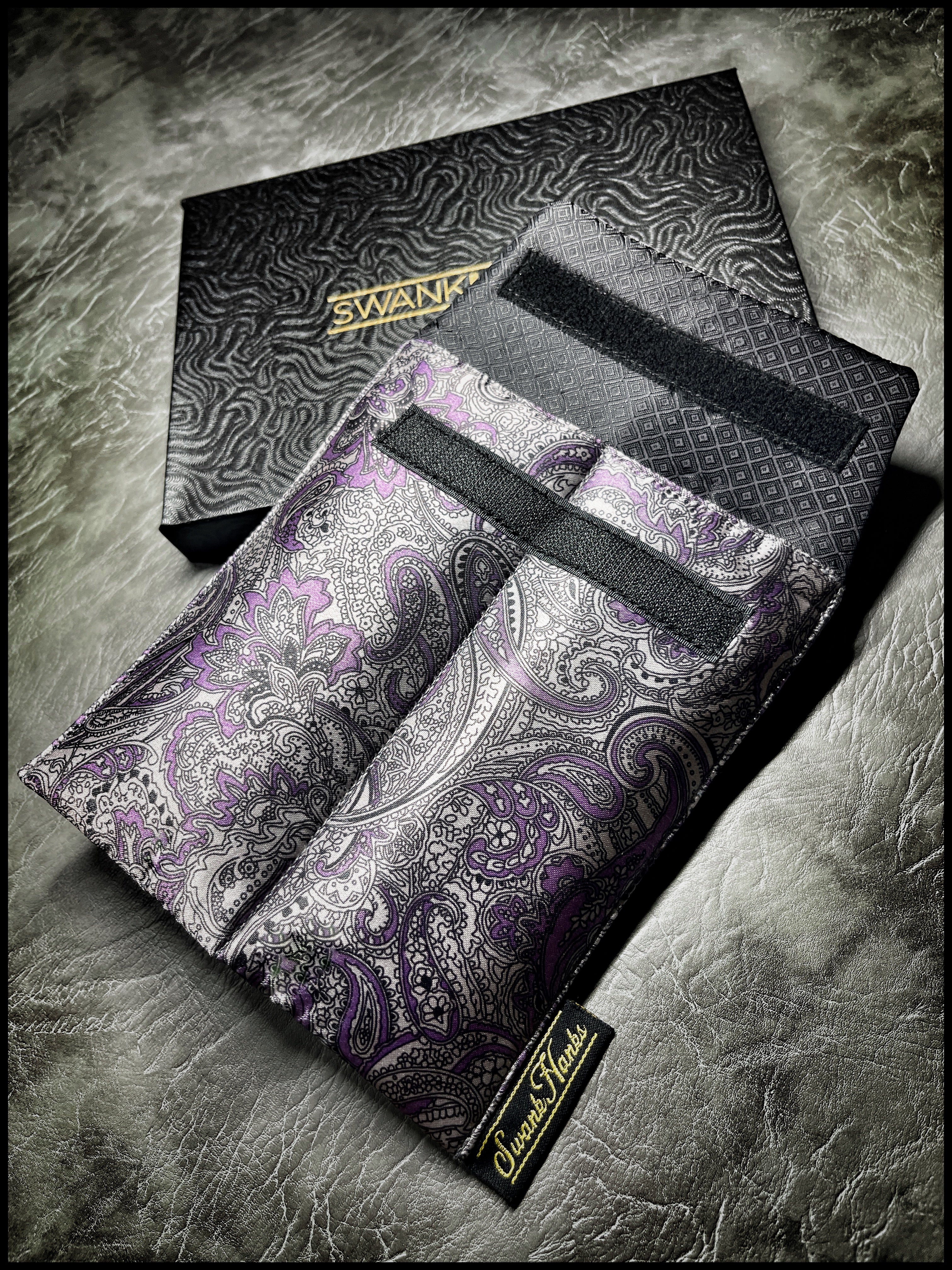 1-OFF Purple Royal Paisley Silk Double-Slot Pouch