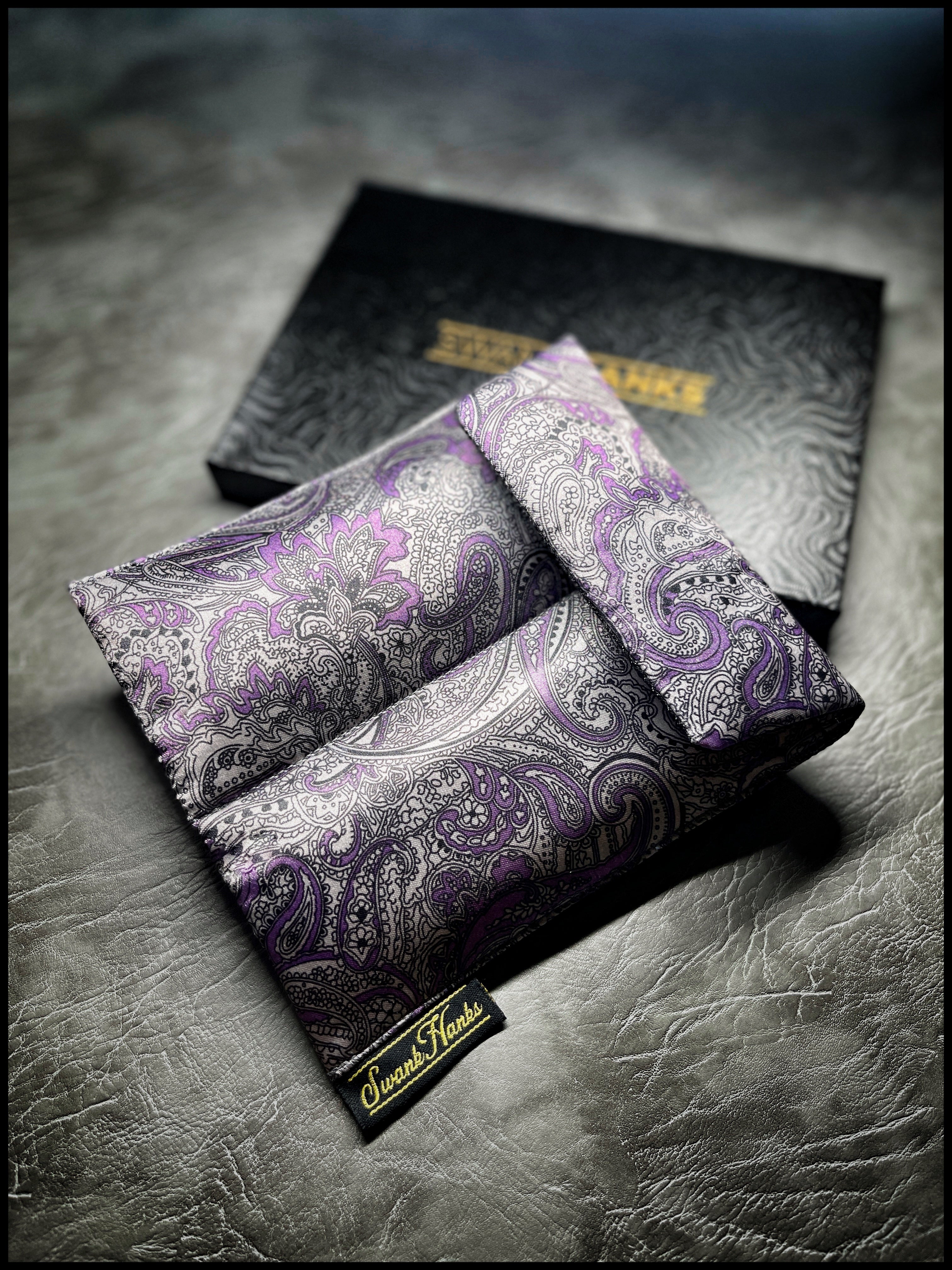 1-OFF Purple Royal Paisley Silk Double-Slot Pouch