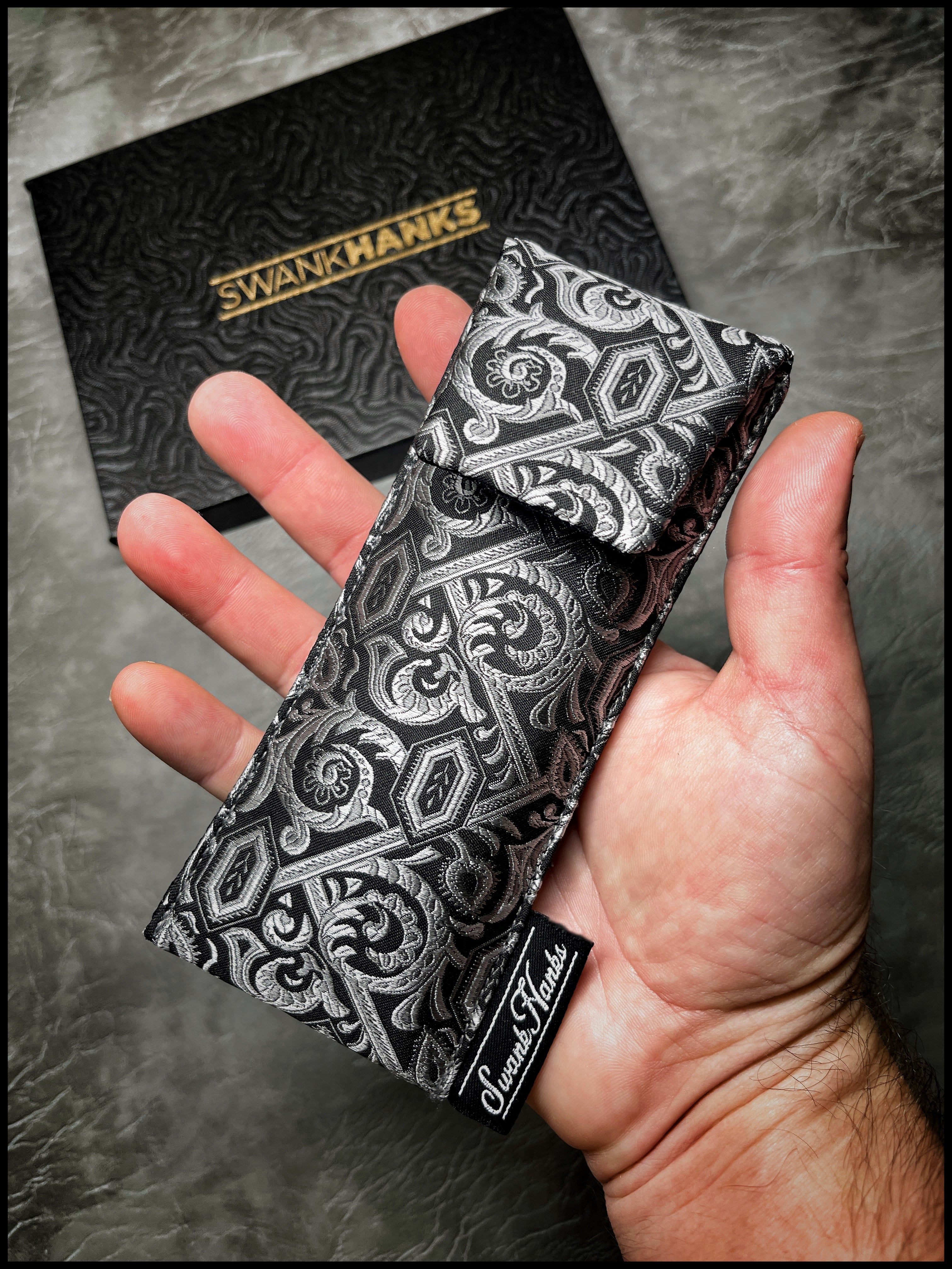 Cheval Silver/ Checkered Silk Single Pouch