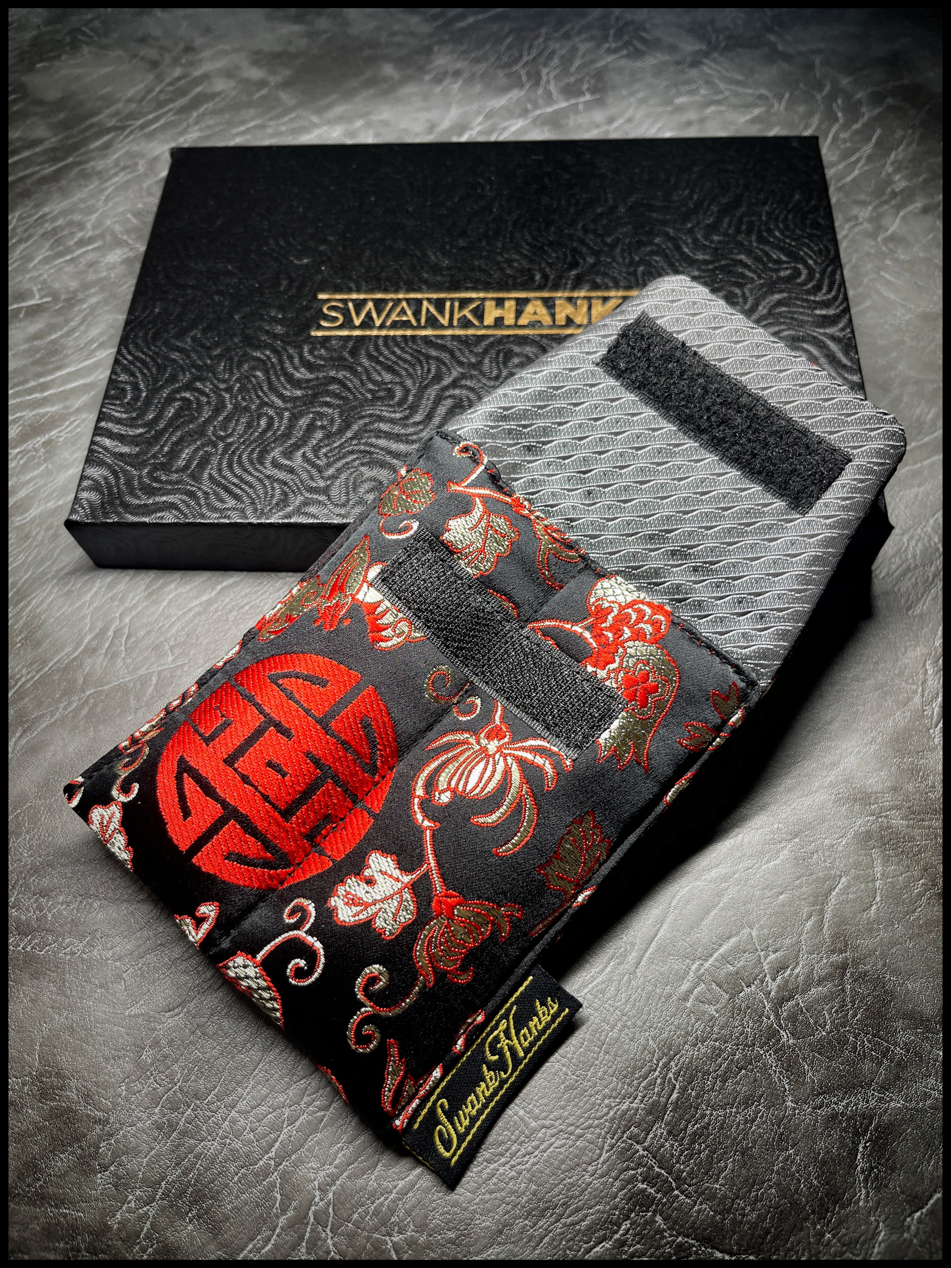 1-OFF Oriental Silk V3/Gunmetal Satin Silk Double-Slot Pouch