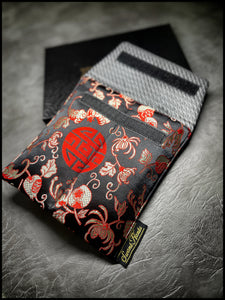 1-OFF Oriental Silk V3/Gunmetal Satin Silk Double-Slot Pouch
