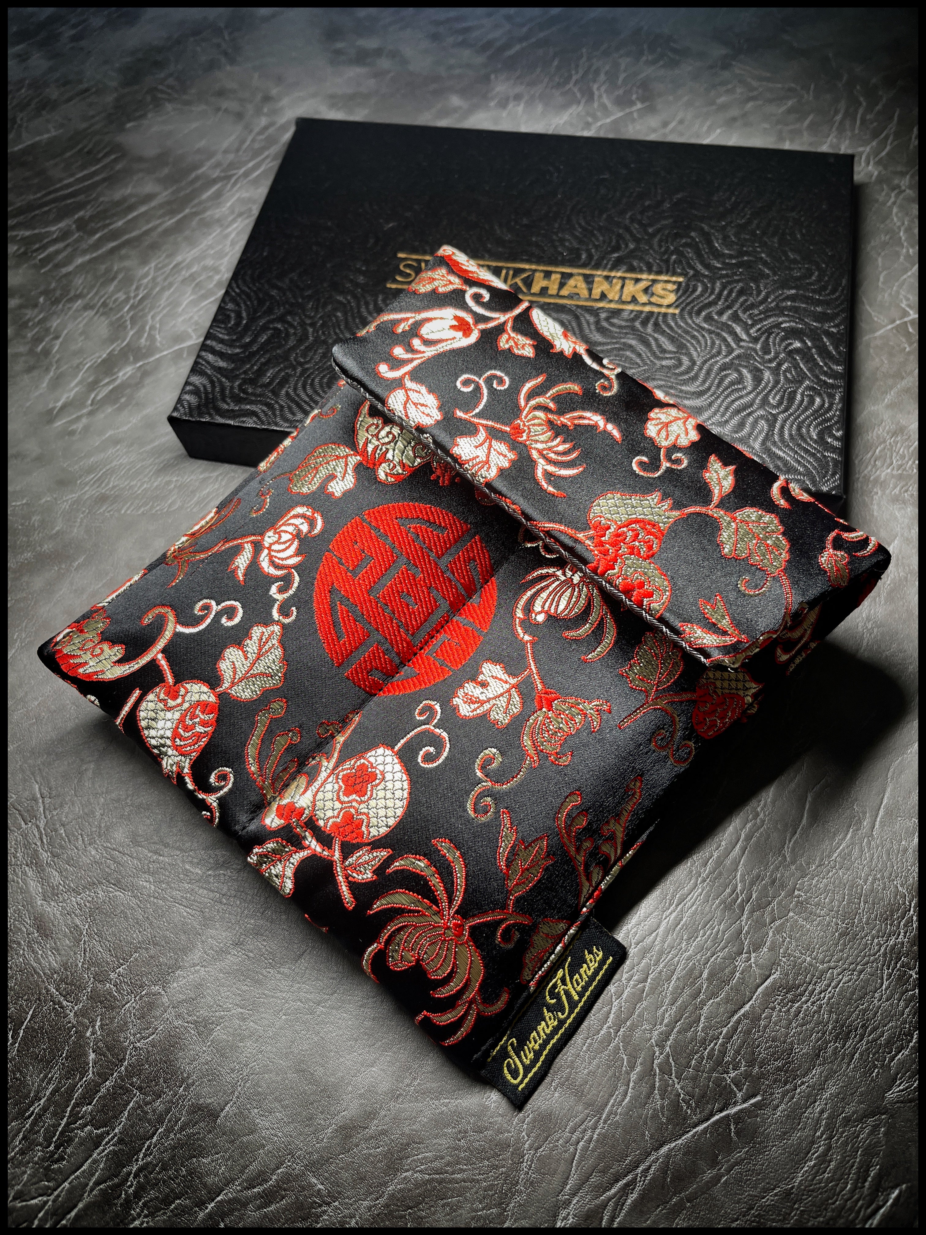 1-OFF Oriental Silk V3/Gunmetal Satin Silk Double-Slot Pouch