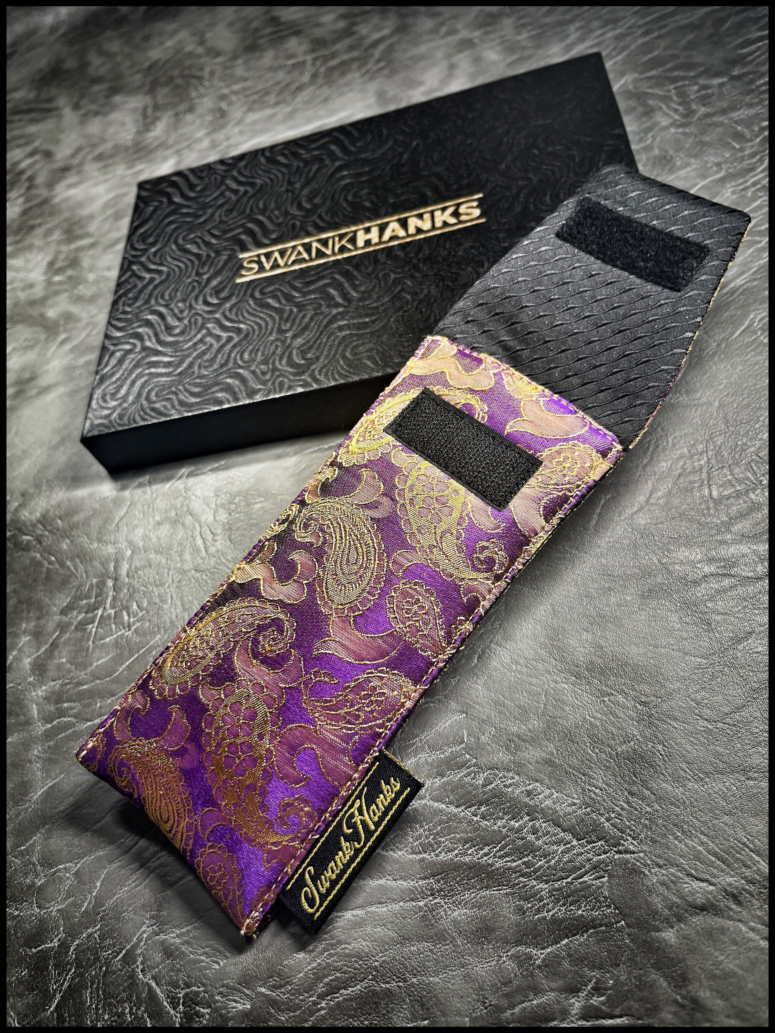 Purp/Gold Color Shifter Silk Paisley Single Pouch (Satin Black interior)
