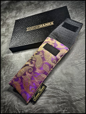 Purp/Gold Color Shifter Silk Paisley Single Pouch (Satin Black interior)