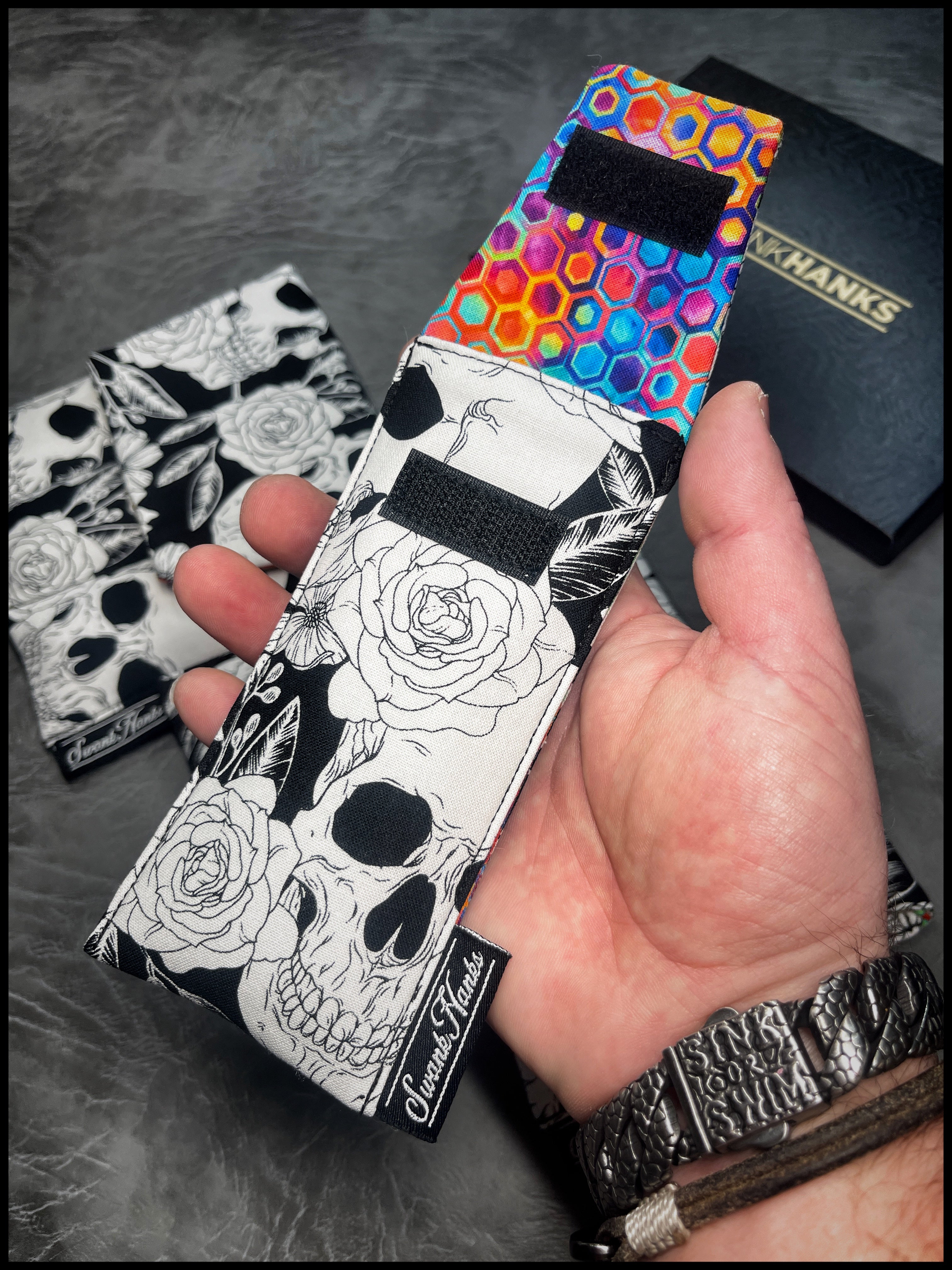 B&W Skull/ Neon Honeycomb Single Pouch