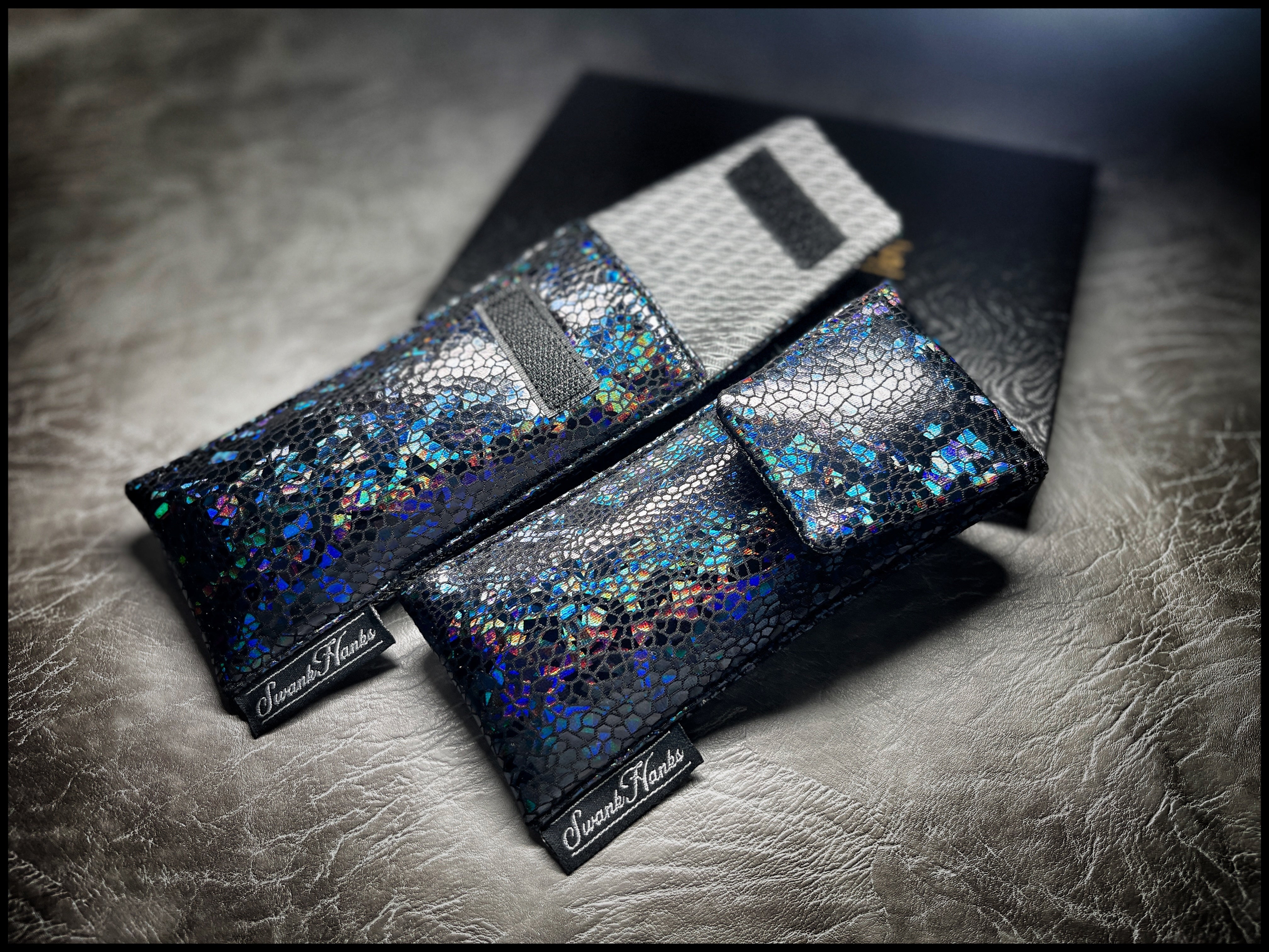 UV DragonScale/ Satin Gunmetal Silk Single Pouch