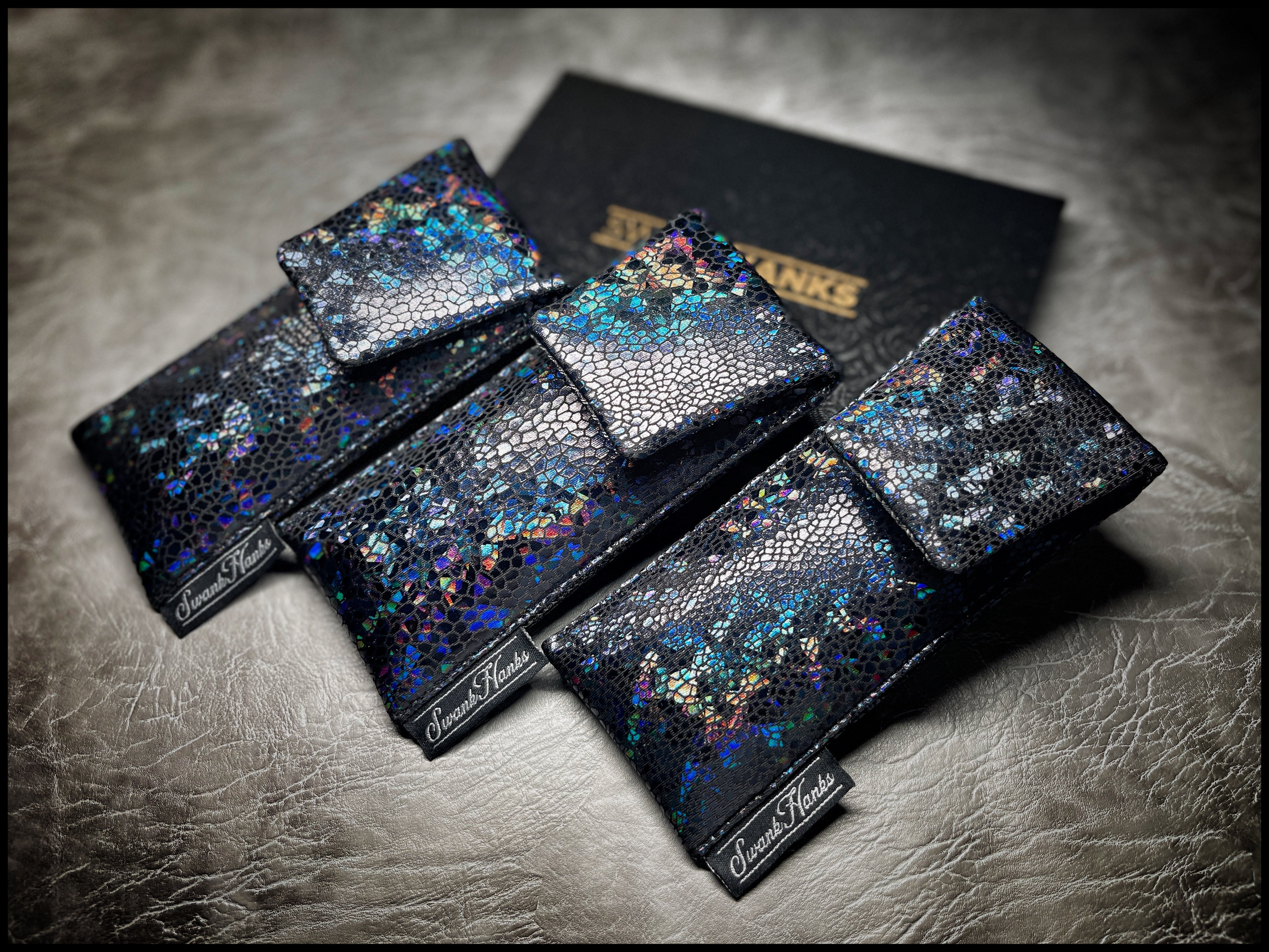 UV DragonScale/ Satin Gunmetal Silk Single Pouch