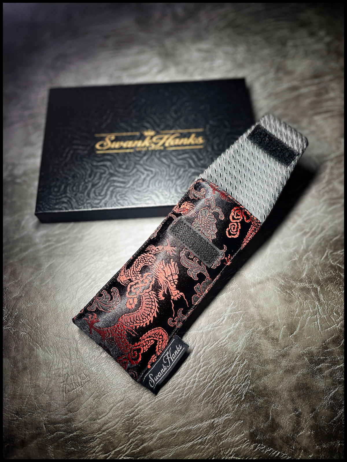 Black/Red Japanese Dragon Silk Full Size Pouch